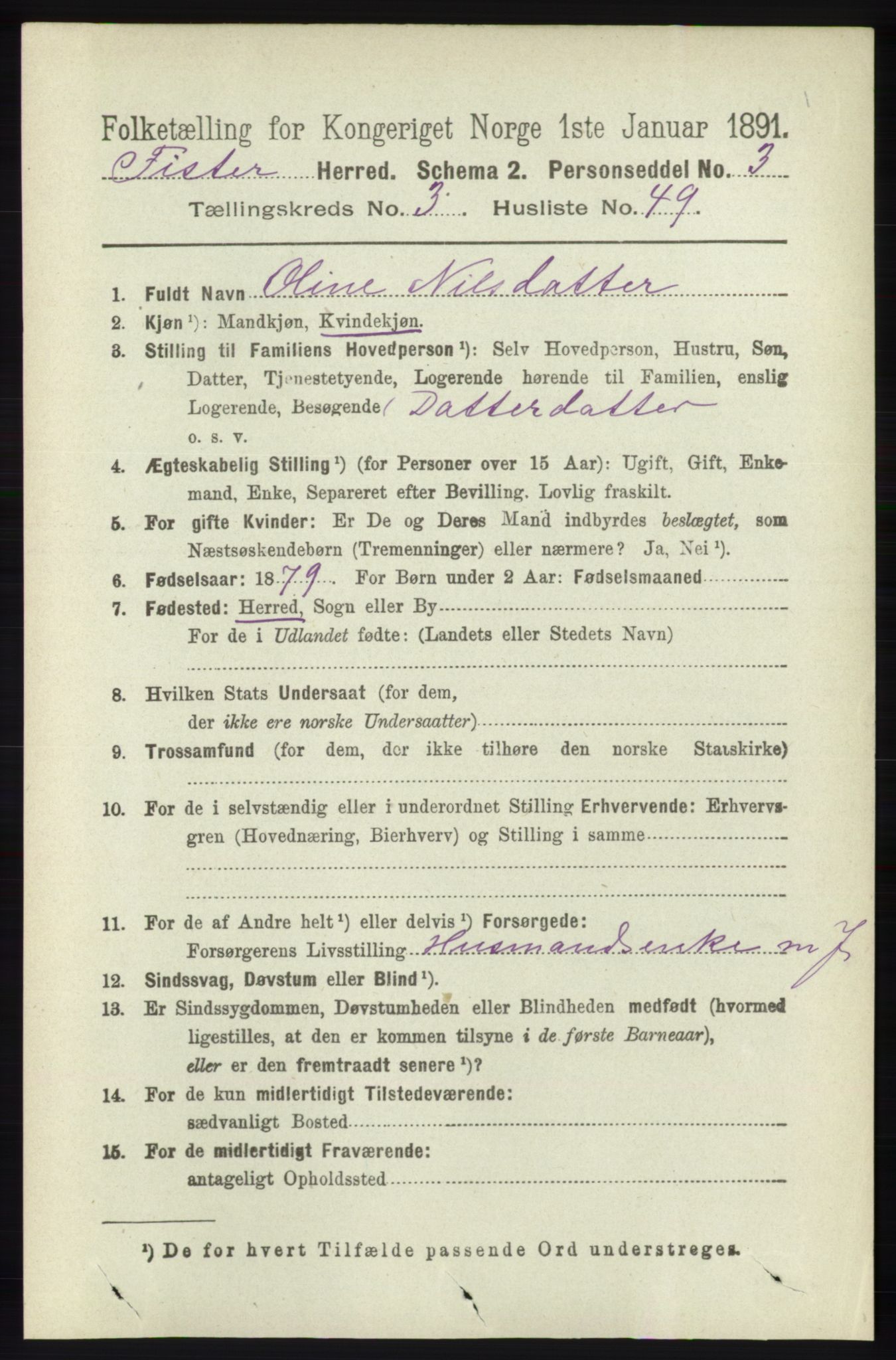 RA, 1891 census for 1132 Fister, 1891, p. 814