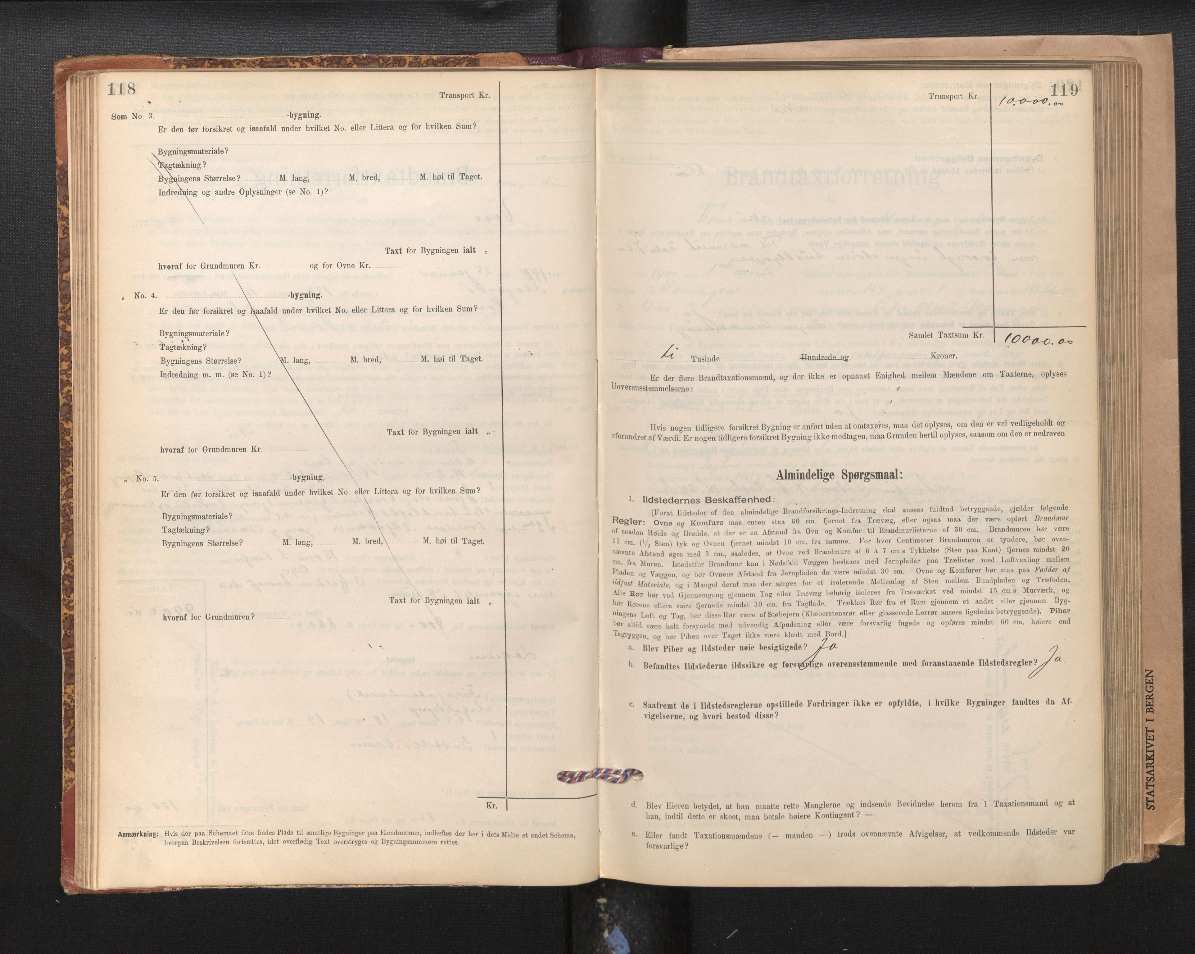 Lensmannen i Voss, AV/SAB-A-35801/0012/L0008: Branntakstprotokoll, skjematakst, 1895-1945, p. 118-119