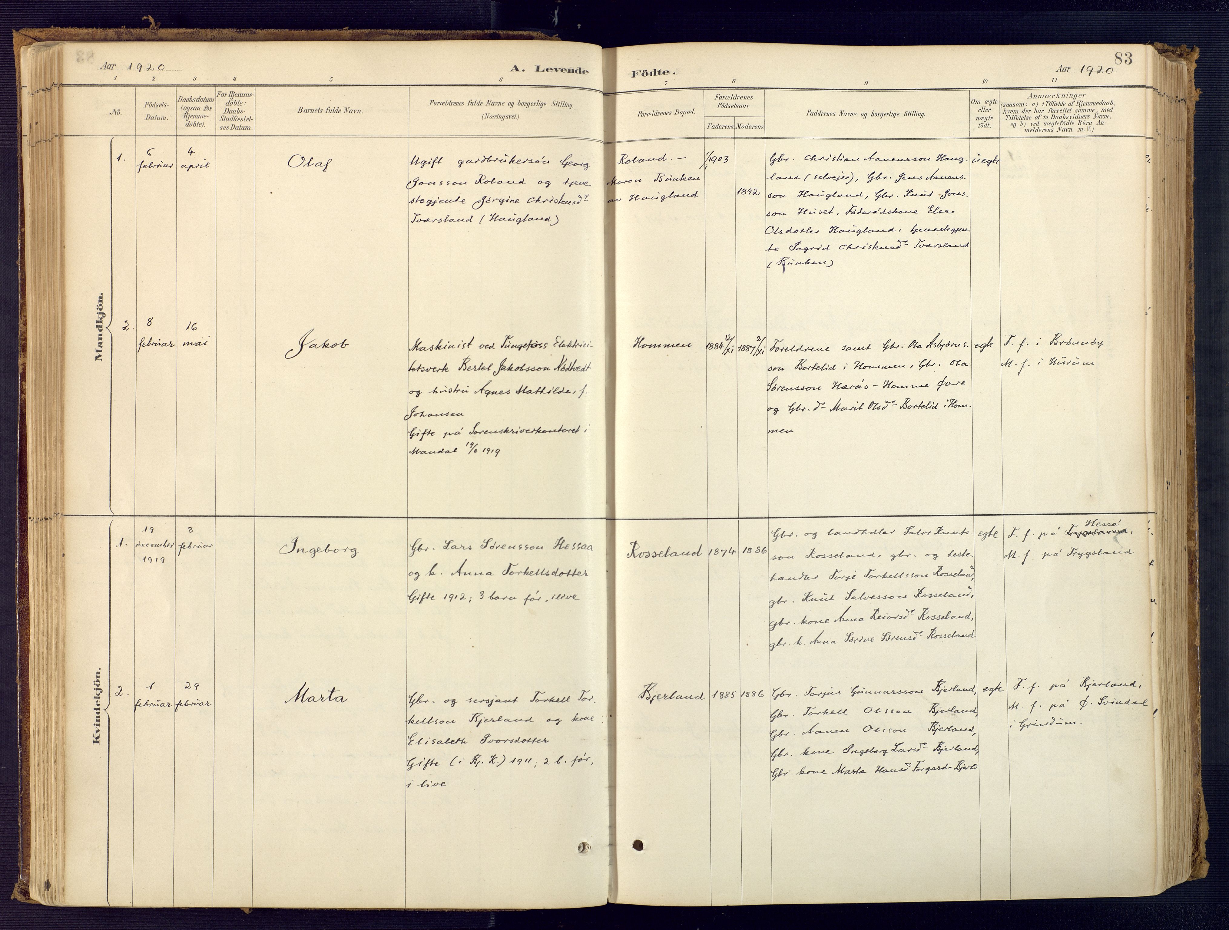 Bjelland sokneprestkontor, SAK/1111-0005/F/Fa/Faa/L0004: Parish register (official) no. A 4, 1887-1923, p. 83