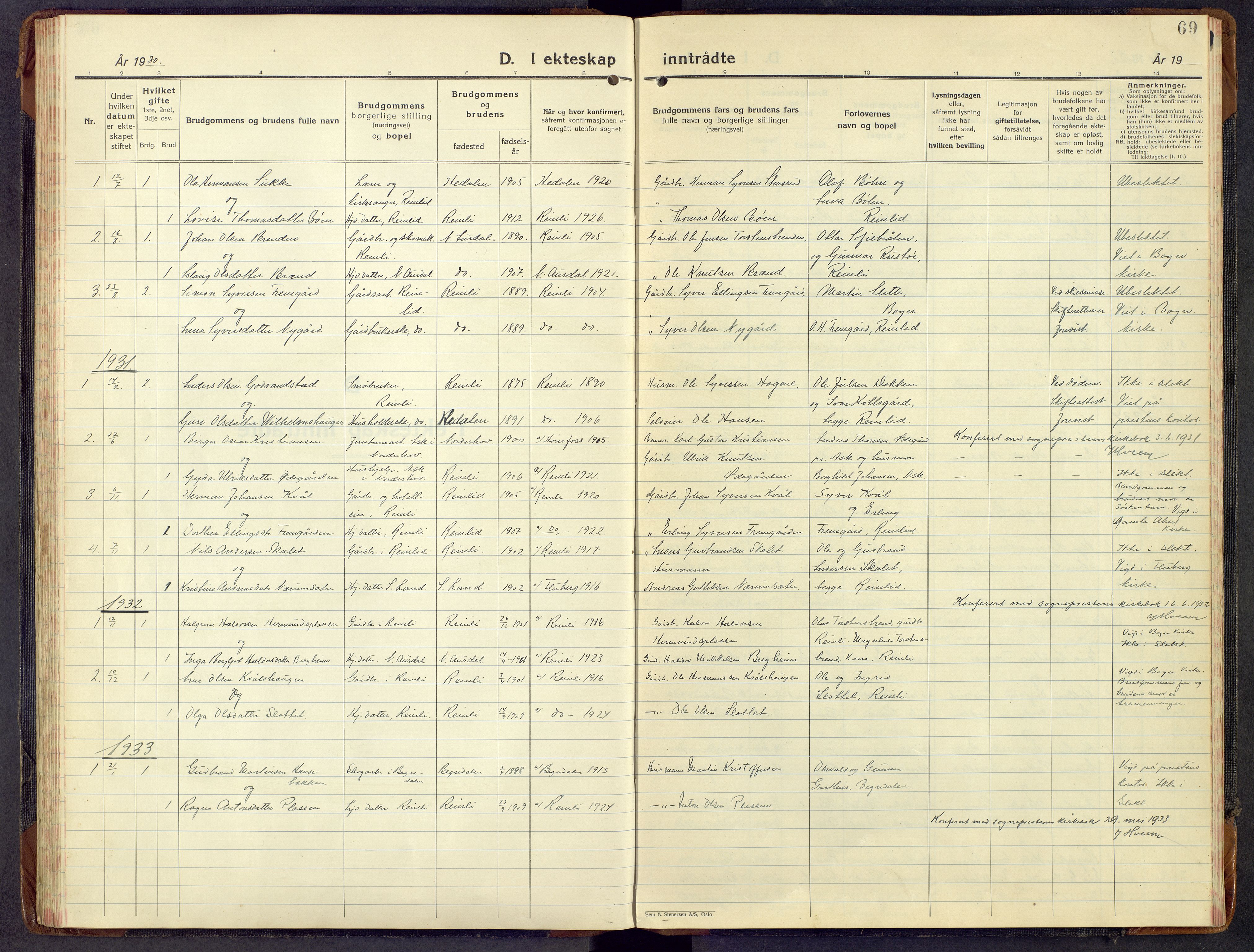 Sør-Aurdal prestekontor, AV/SAH-PREST-128/H/Ha/Hab/L0013: Parish register (copy) no. 13, 1930-1972, p. 69