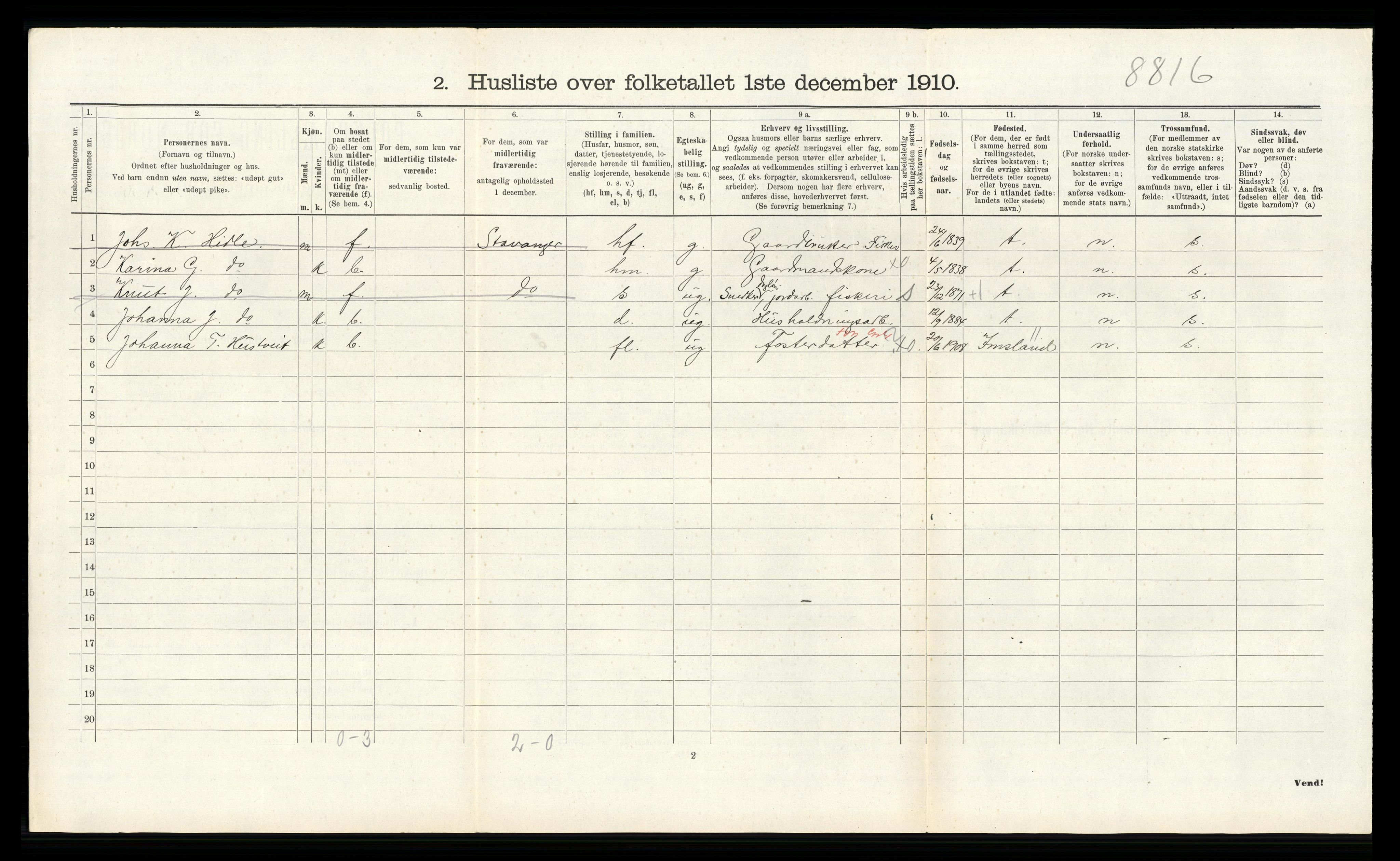 RA, 1910 census for Sjernarøy, 1910, p. 280