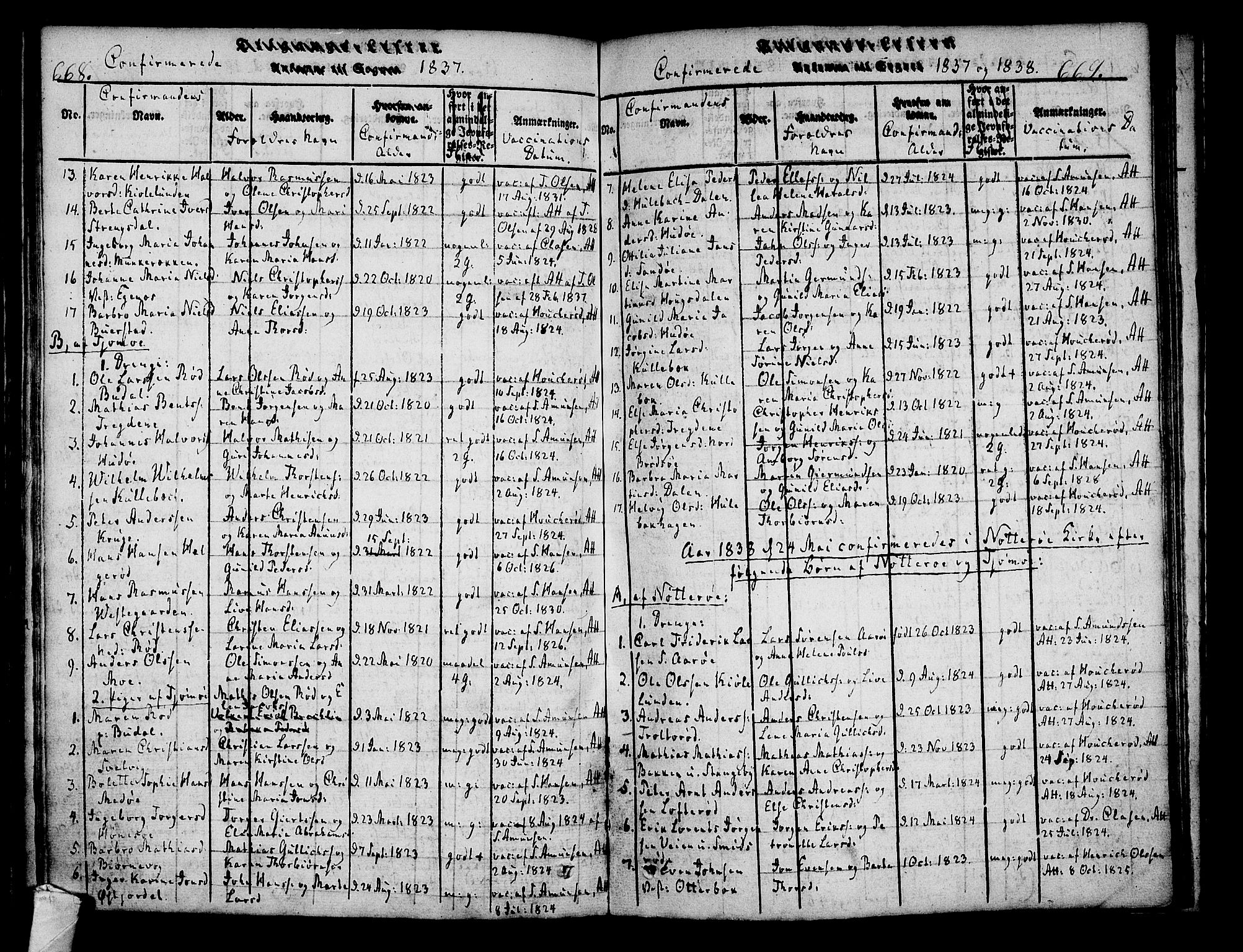 Nøtterøy kirkebøker, AV/SAKO-A-354/F/Fa/L0004: Parish register (official) no. I 4, 1814-1838, p. 668-669