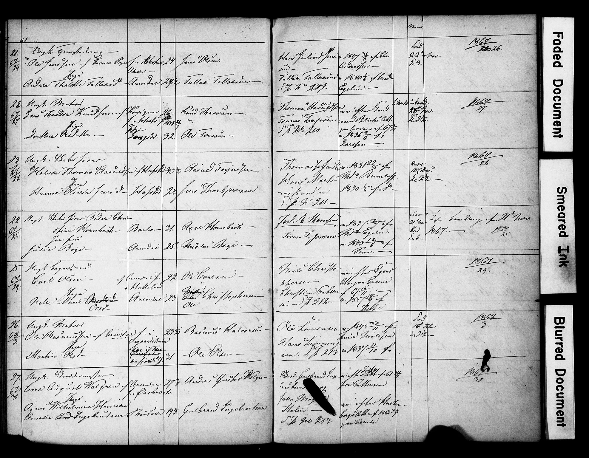 Arendal sokneprestkontor, Trefoldighet, AV/SAK-1111-0040/F/Fe/L0002: Banns register no. A VI 2, 1847-1871