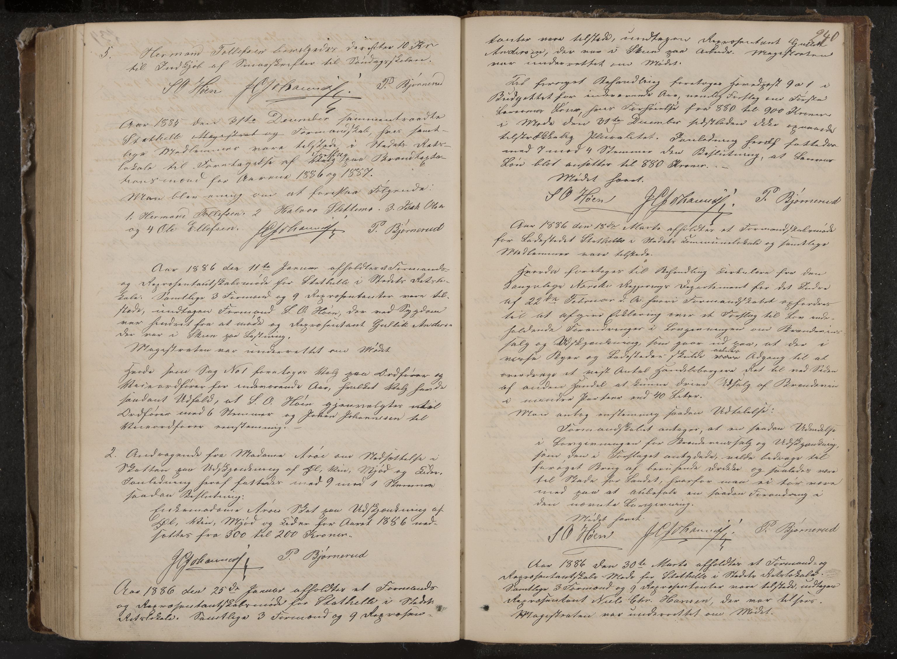 Stathelle formannskap og sentraladministrasjon, IKAK/0803021/A/L0001: Møtebok, 1852-1891, p. 240