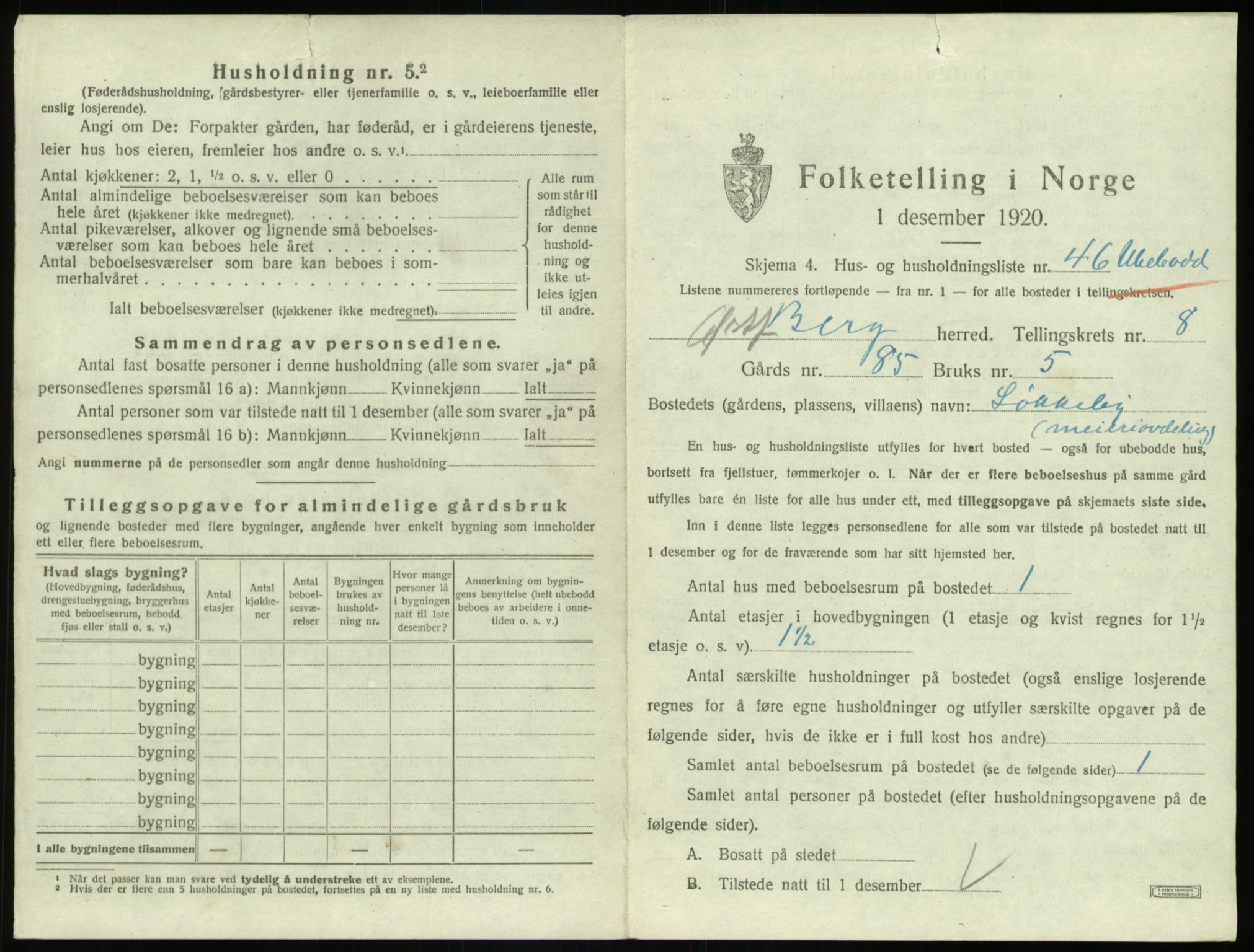 SAO, 1920 census for Berg, 1920, p. 1914