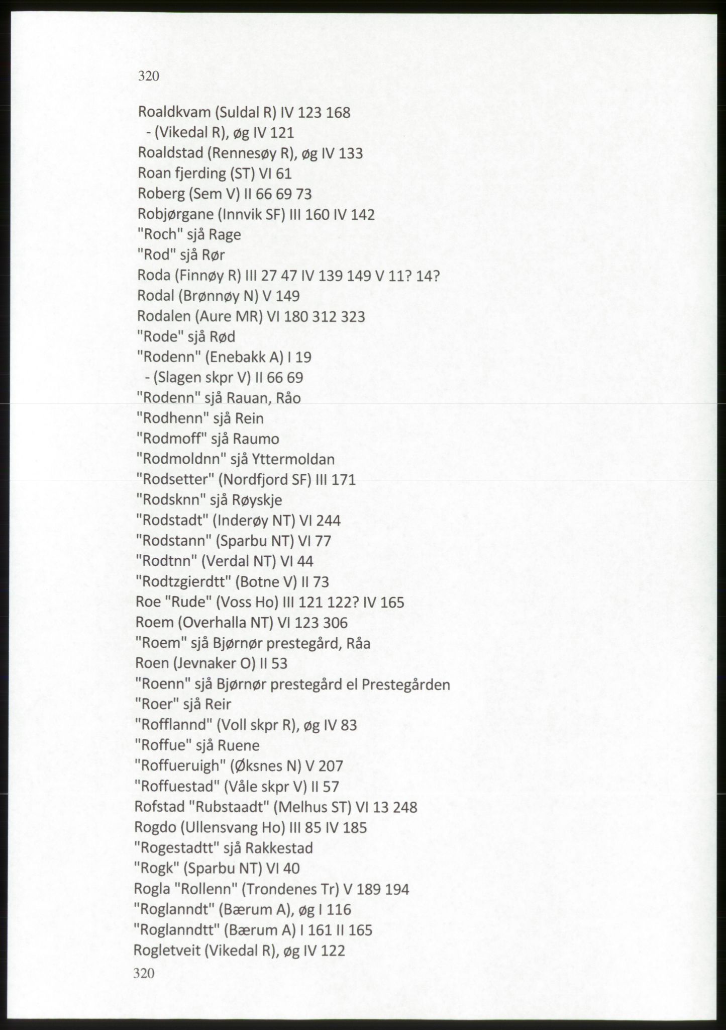 Publikasjoner utgitt av Arkivverket, PUBL/PUBL-001/C/0009: Stedsnavnregister, 1548-1567, p. 320