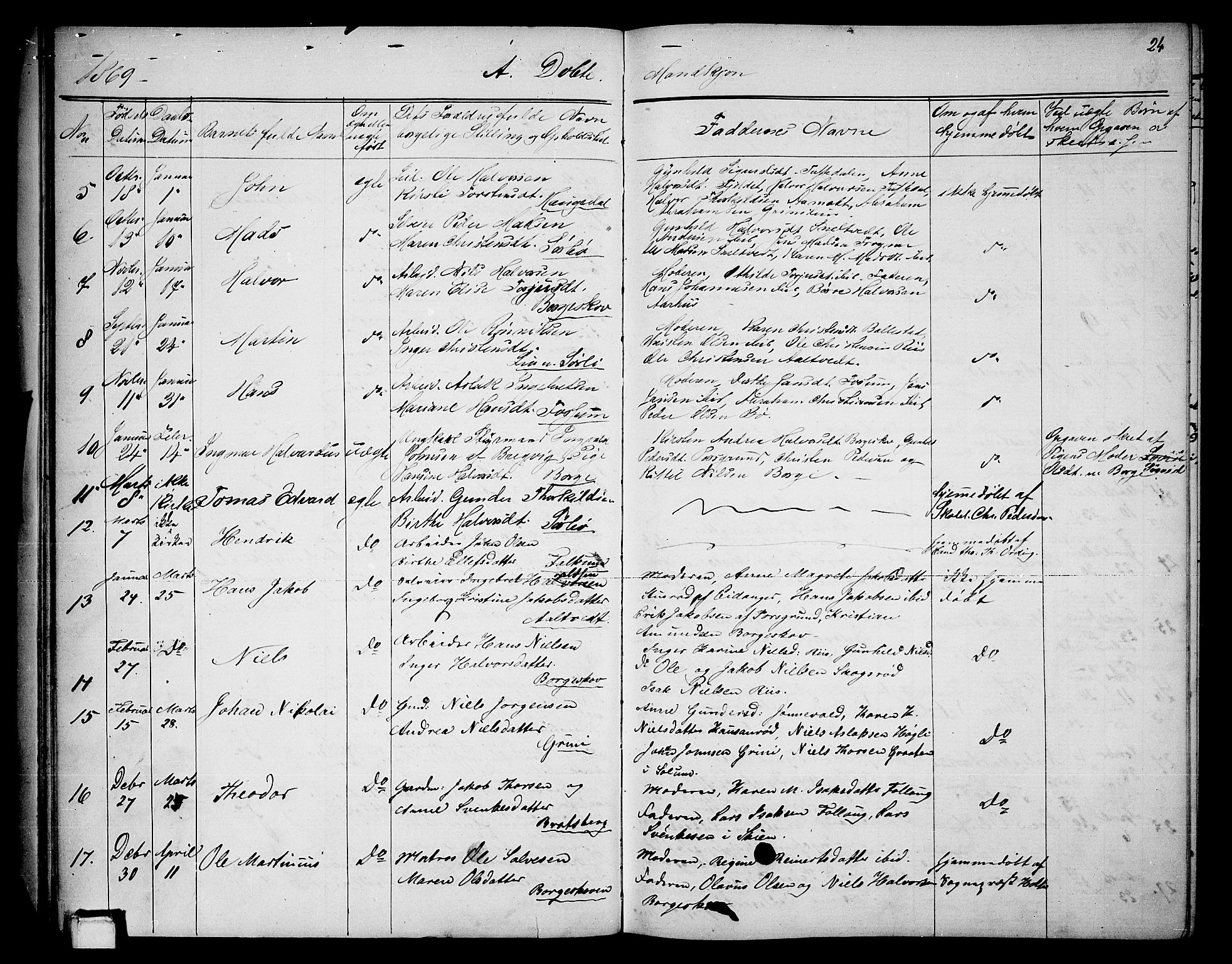 Gjerpen kirkebøker, SAKO/A-265/G/Ga/L0001: Parish register (copy) no. I 1, 1864-1882, p. 24