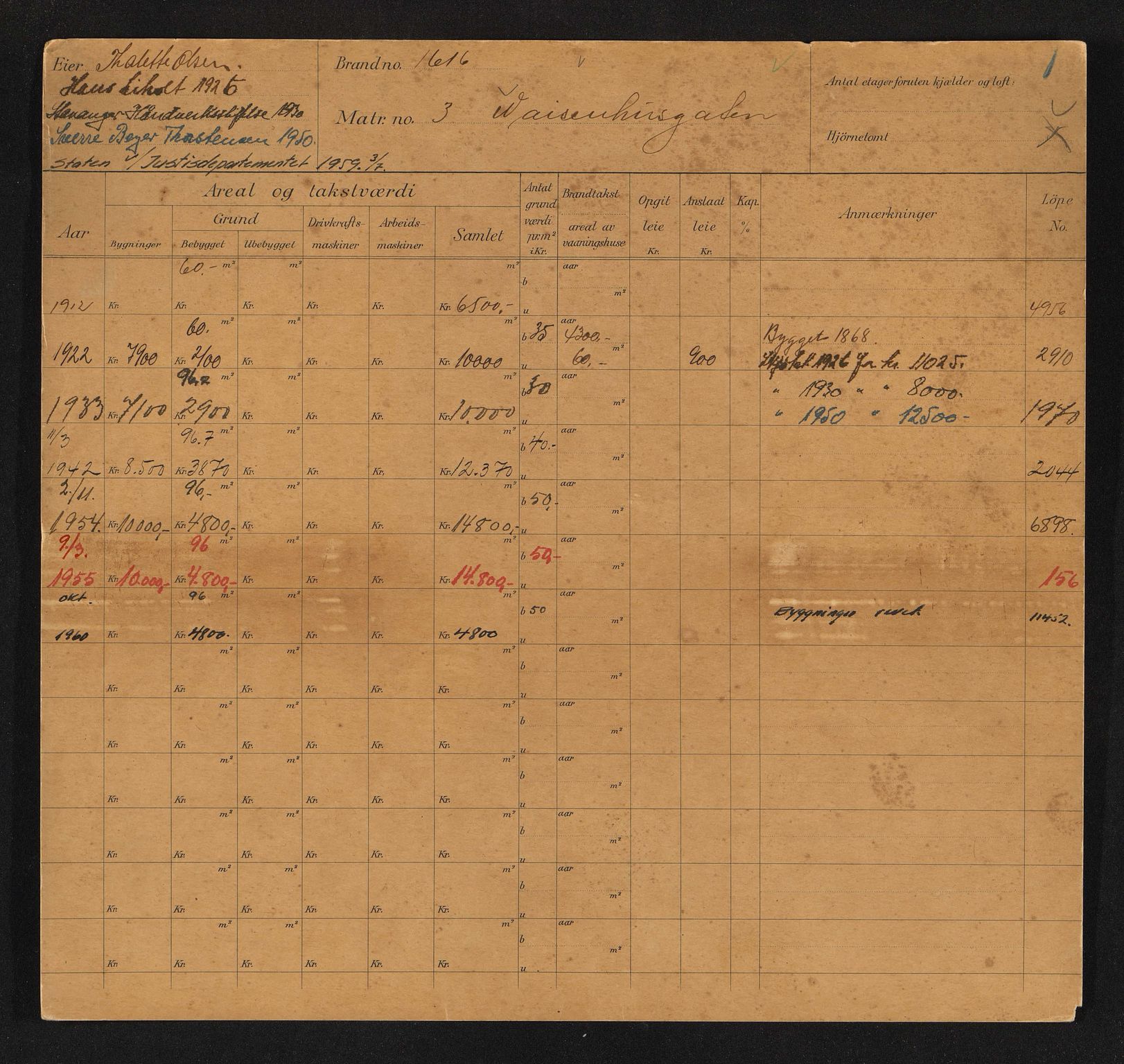 Stavanger kommune. Skattetakstvesenet, BYST/A-0440/F/Fa/Faa/L0044/0004: Skattetakstkort / Vaisenhusgata 3 - 60