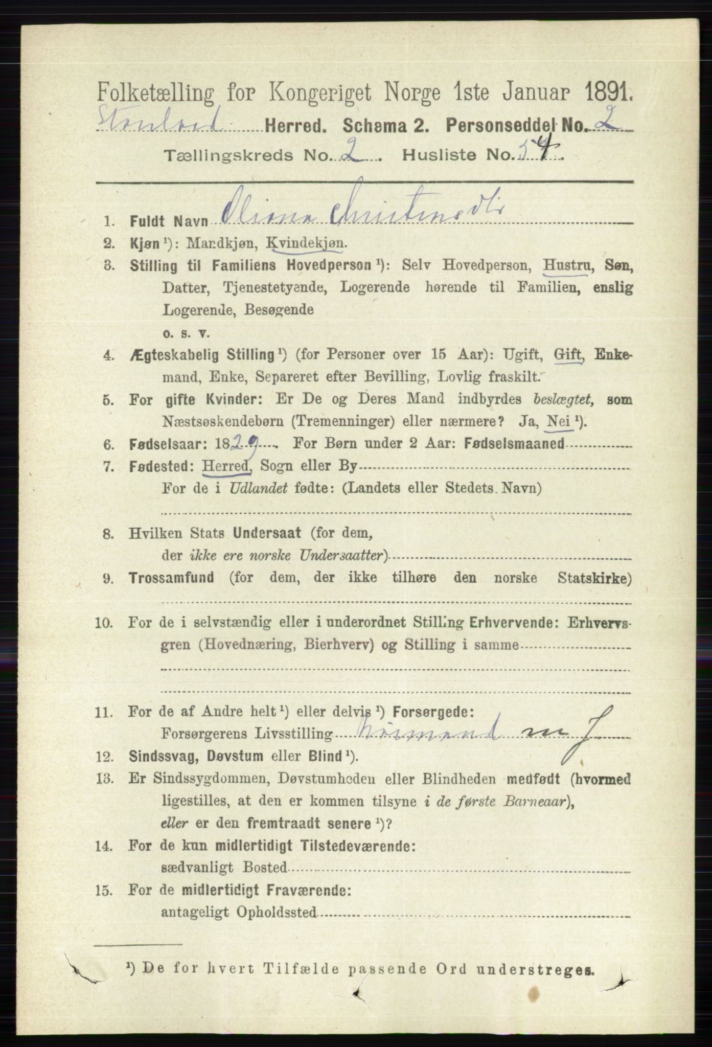 RA, 1891 census for 0430 Stor-Elvdal, 1891, p. 752