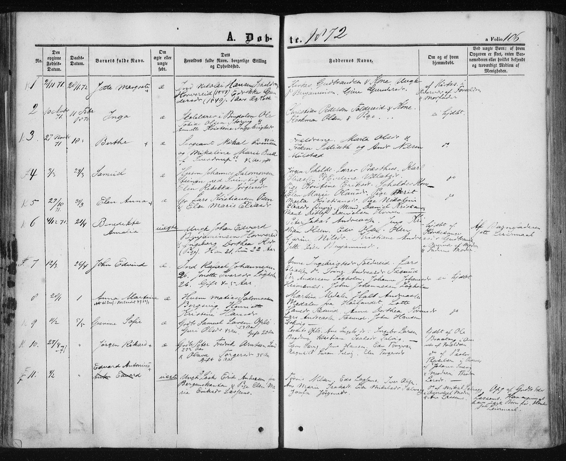 Ministerialprotokoller, klokkerbøker og fødselsregistre - Nord-Trøndelag, SAT/A-1458/780/L0641: Parish register (official) no. 780A06, 1857-1874, p. 106