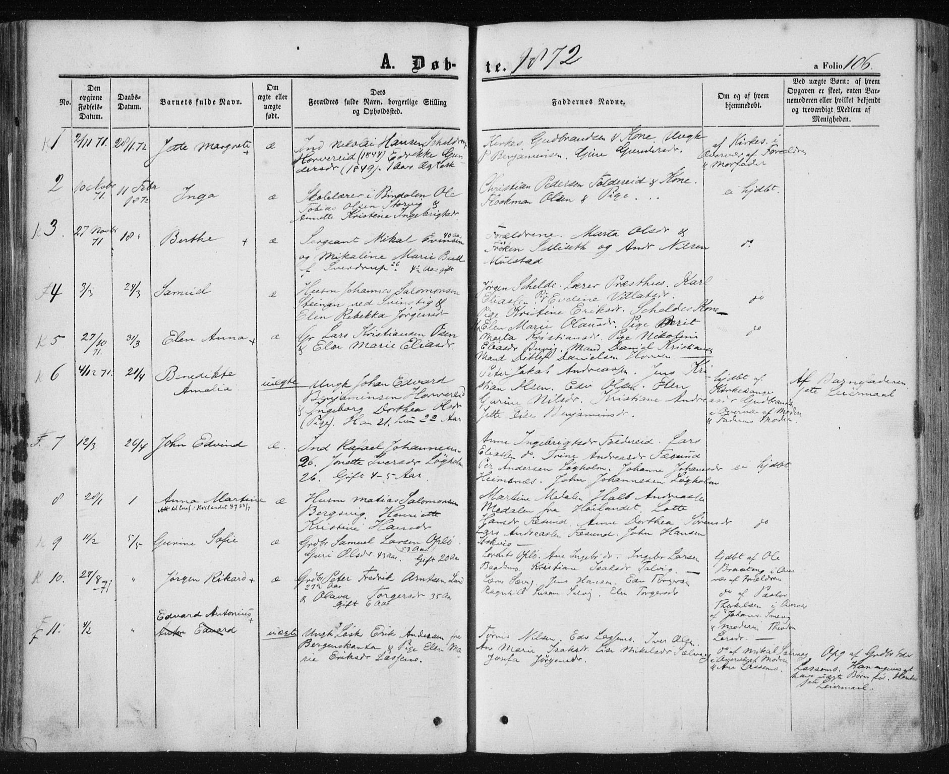 Ministerialprotokoller, klokkerbøker og fødselsregistre - Nord-Trøndelag, AV/SAT-A-1458/780/L0641: Parish register (official) no. 780A06, 1857-1874, p. 106