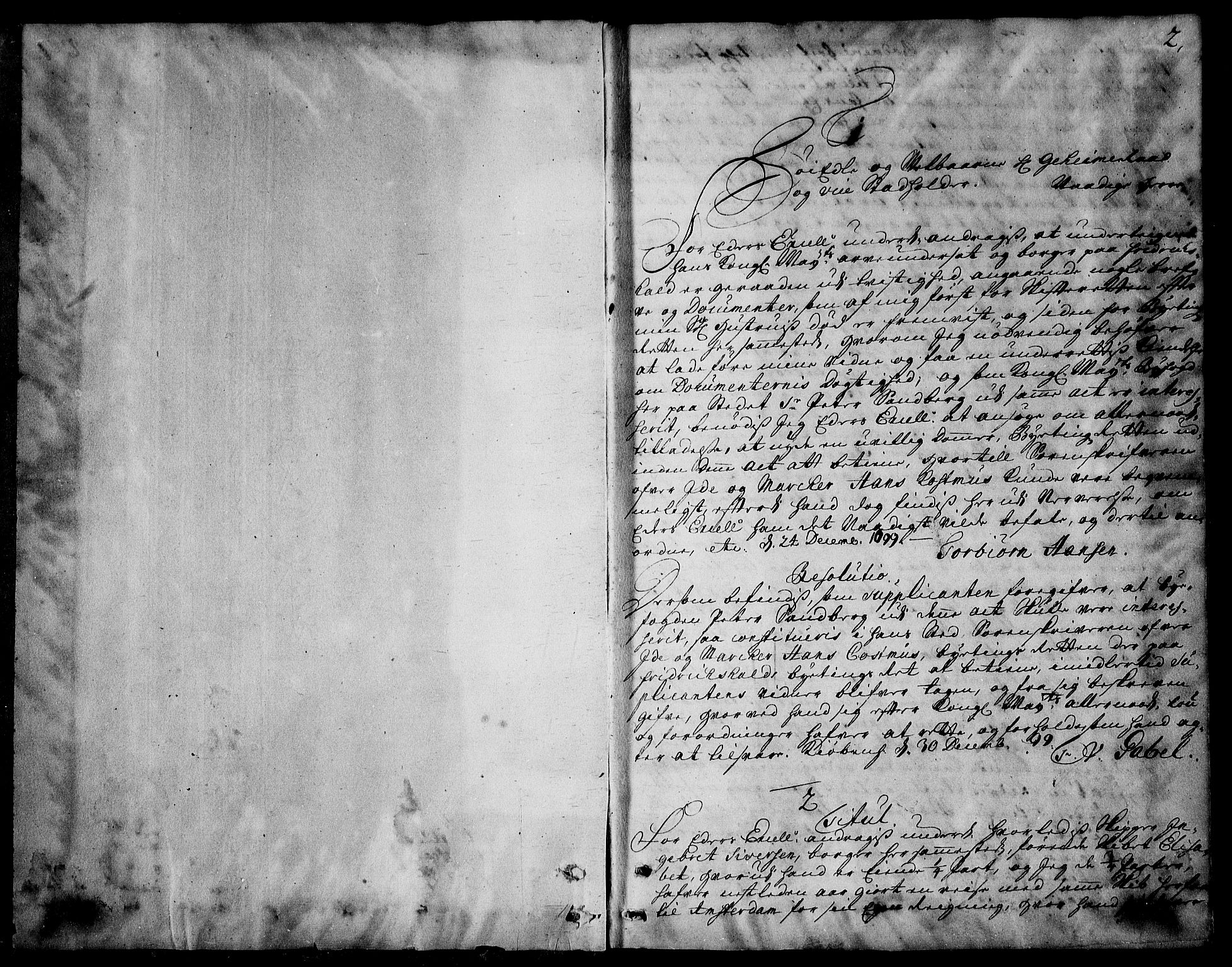 Stattholderembetet 1572-1771, AV/RA-EA-2870/Ad/L0006: Supplikasjons- og resolusjonsprotokoll, 1699-1706, p. 1b-2a