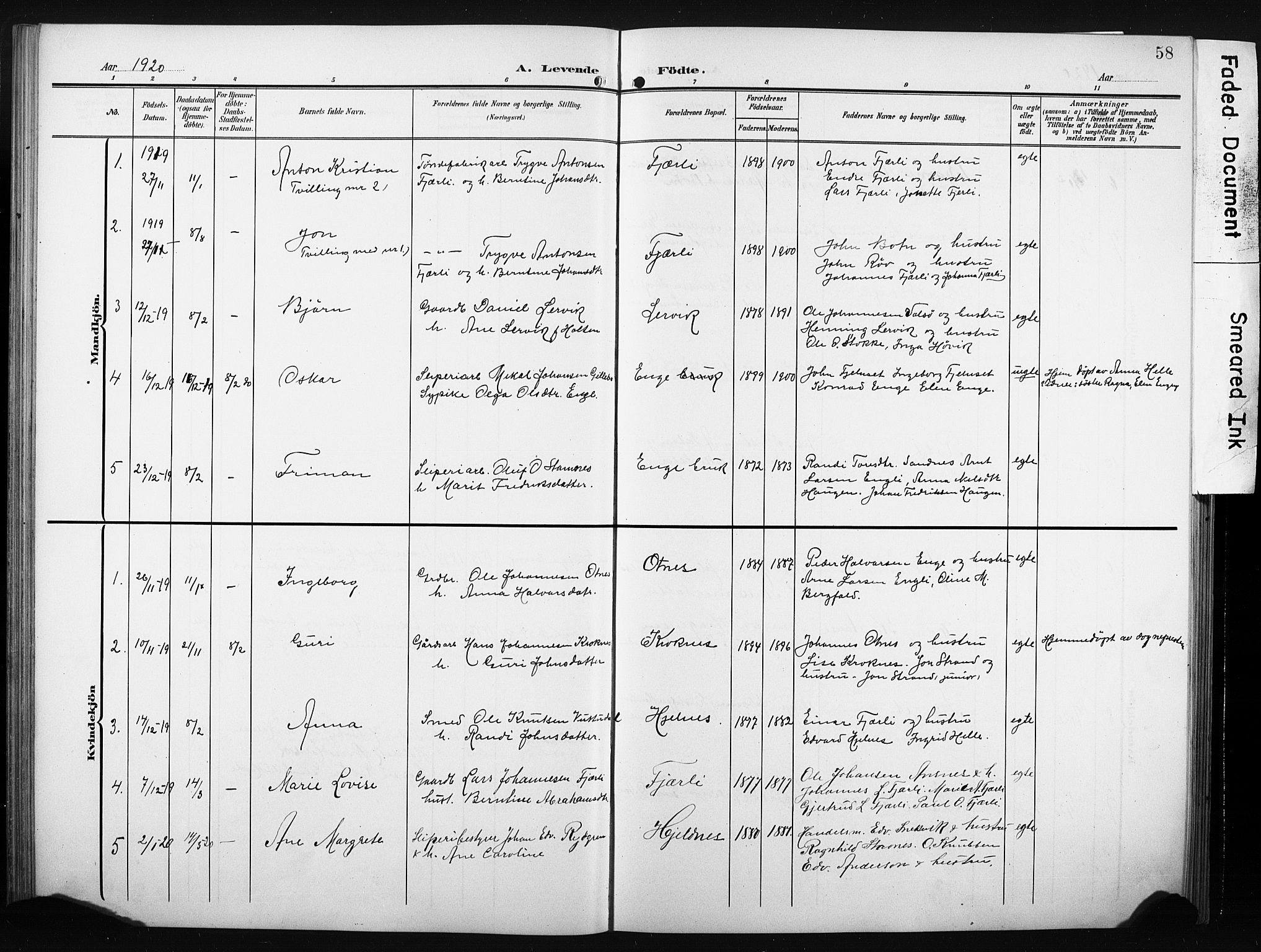 Ministerialprotokoller, klokkerbøker og fødselsregistre - Møre og Romsdal, AV/SAT-A-1454/580/L0927: Parish register (copy) no. 580C02, 1904-1932, p. 58