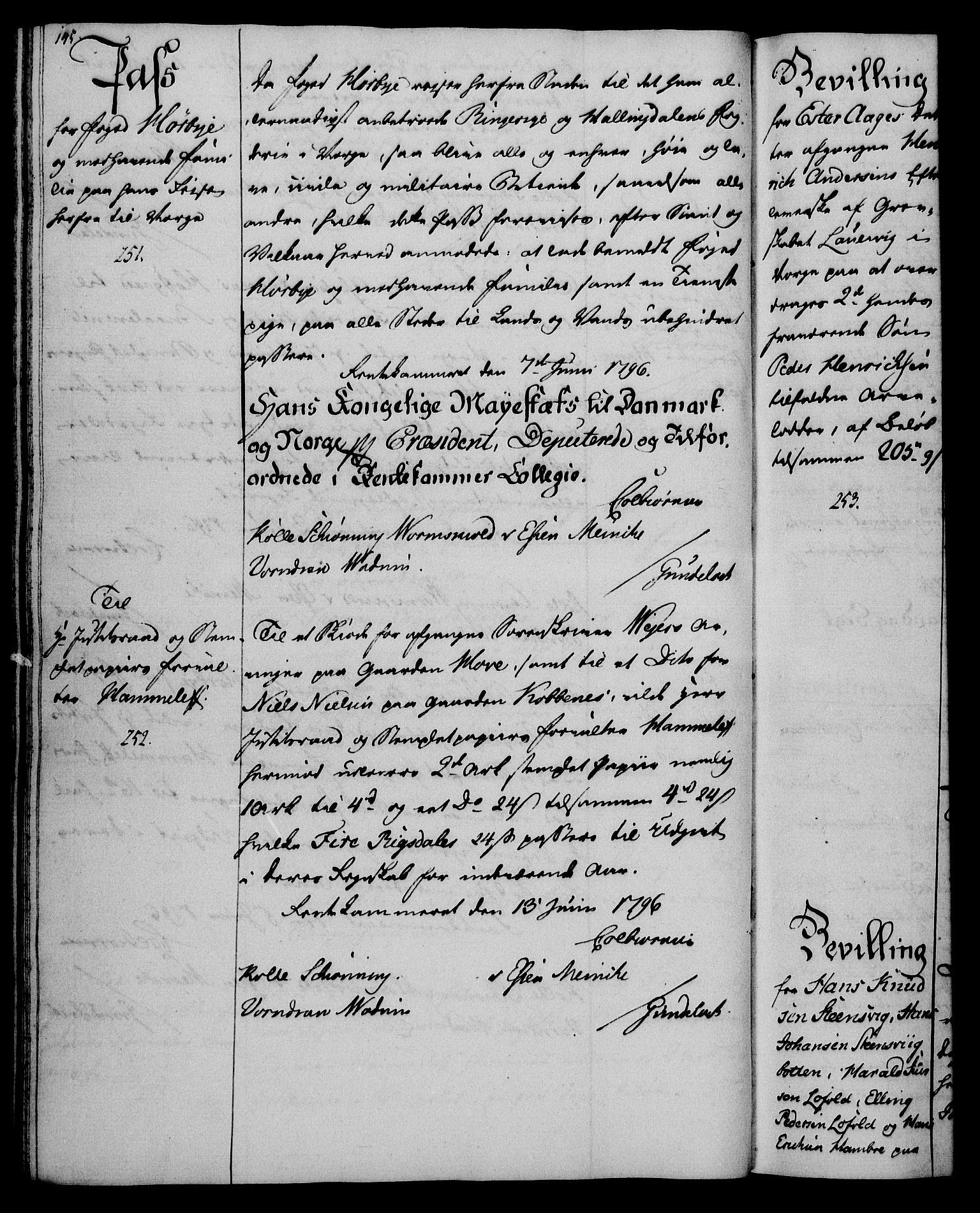 Rentekammeret, Kammerkanselliet, RA/EA-3111/G/Gg/Gga/L0016: Norsk ekspedisjonsprotokoll med register (merket RK 53.16), 1794-1800, p. 145
