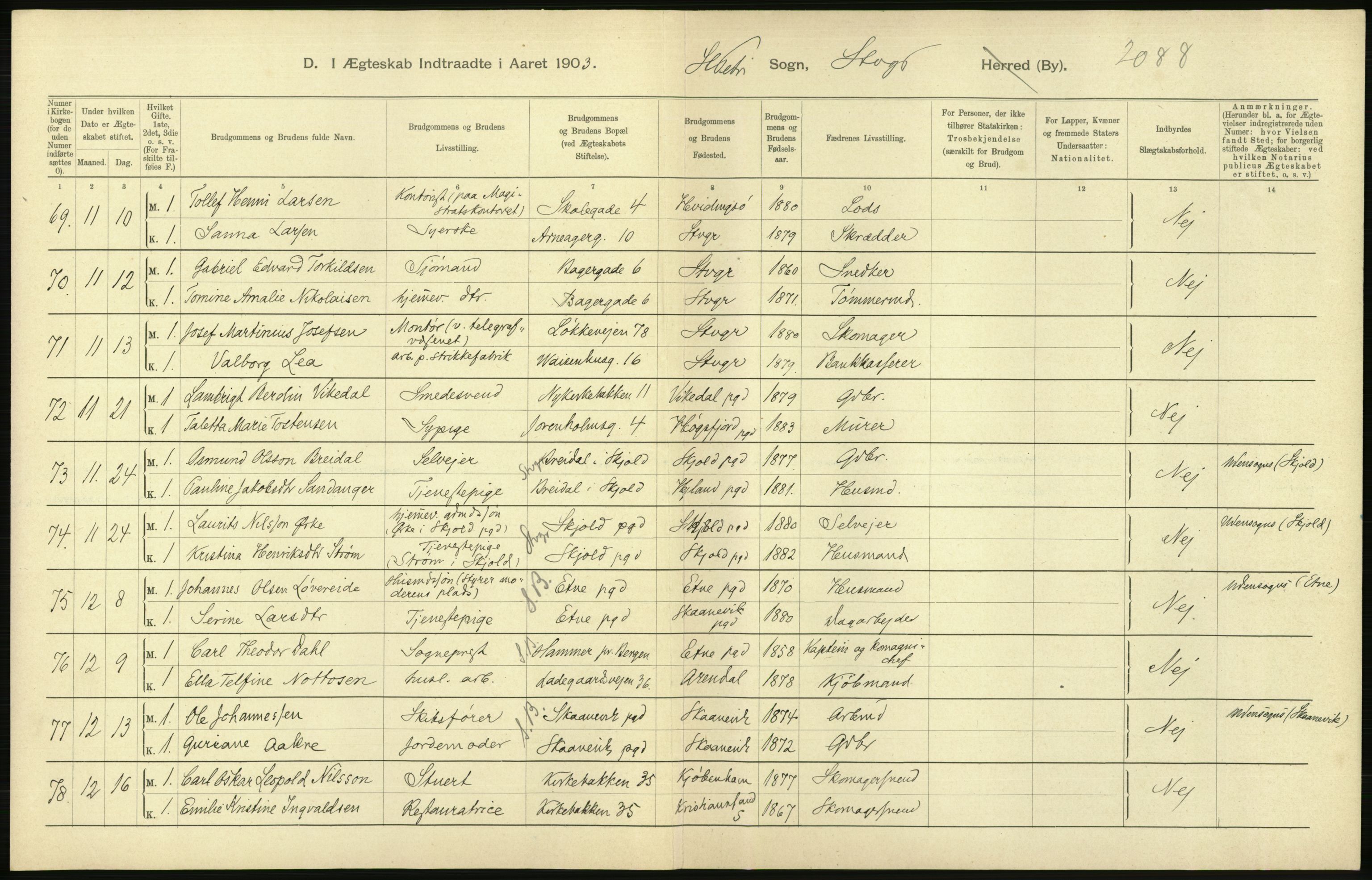 Statistisk sentralbyrå, Sosiodemografiske emner, Befolkning, AV/RA-S-2228/D/Df/Dfa/Dfaa/L0012: Stavanger amt: Fødte, gifte, døde, 1903, p. 616