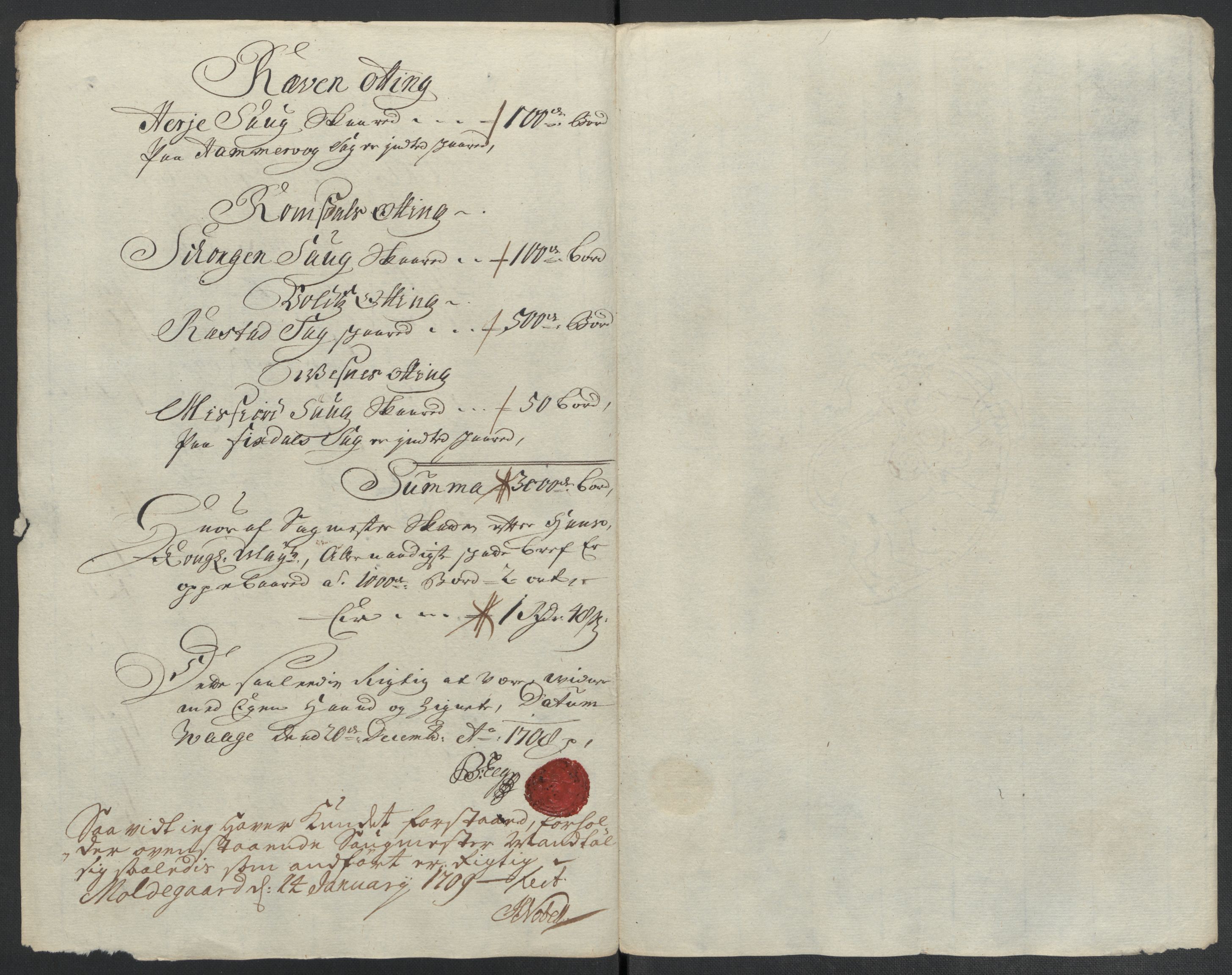 Rentekammeret inntil 1814, Reviderte regnskaper, Fogderegnskap, AV/RA-EA-4092/R55/L3658: Fogderegnskap Romsdal, 1707-1708, p. 253