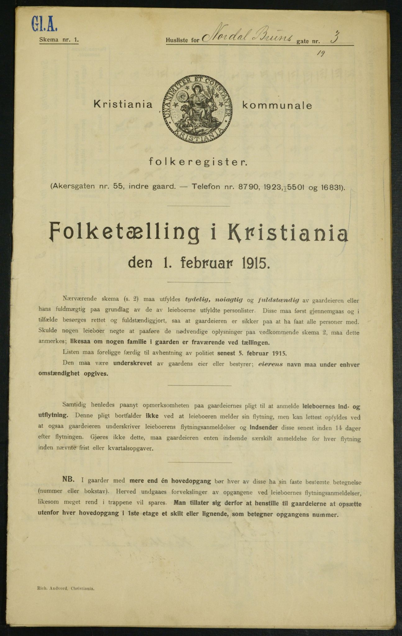 OBA, Municipal Census 1915 for Kristiania, 1915, p. 71565