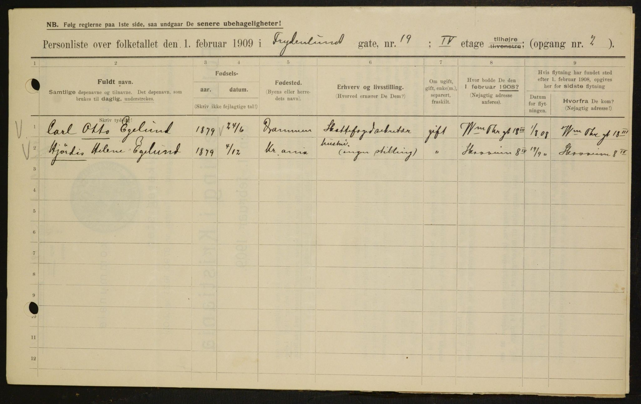 OBA, Municipal Census 1909 for Kristiania, 1909, p. 25811