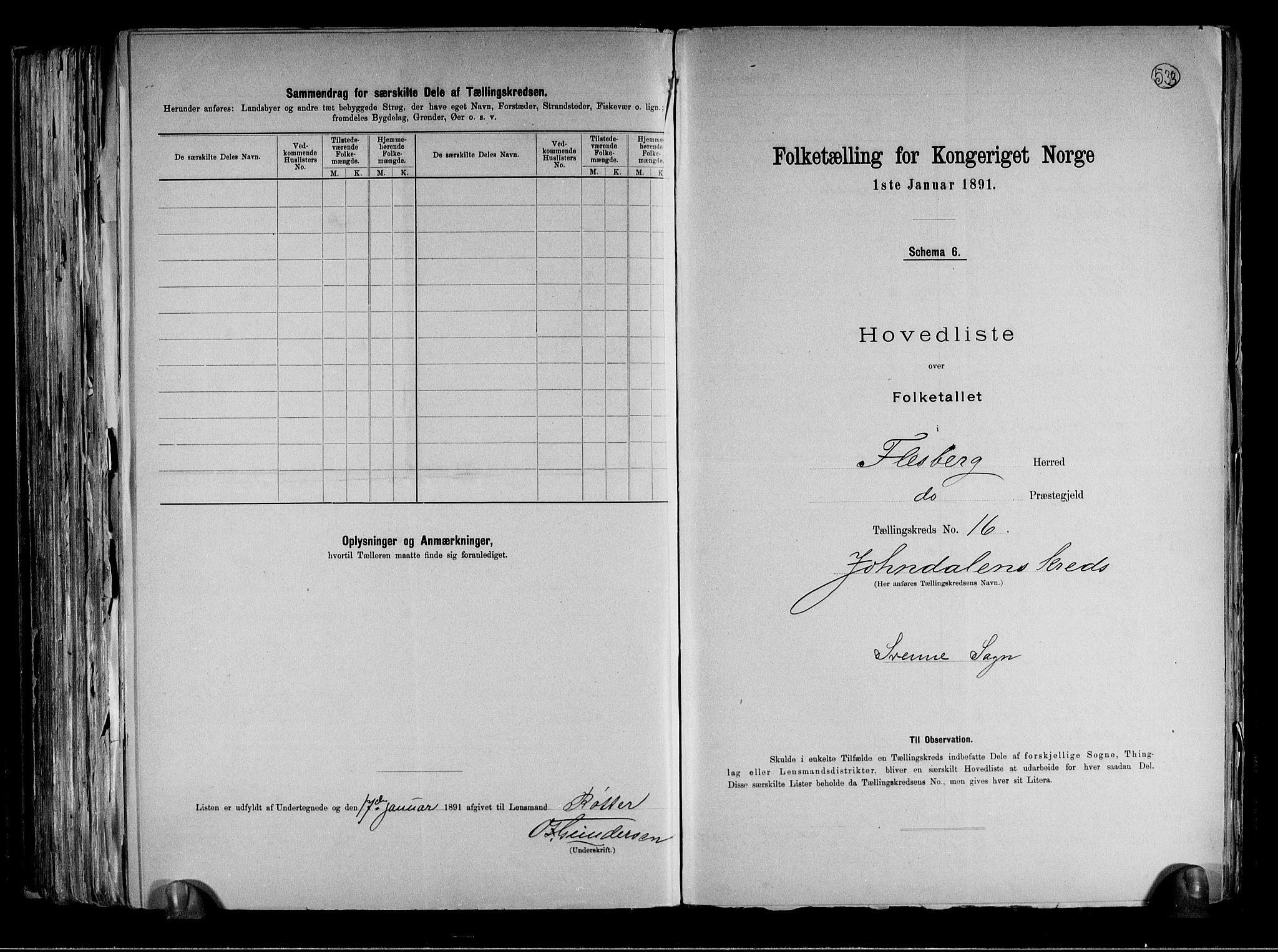 RA, 1891 census for 0631 Flesberg, 1891, p. 38