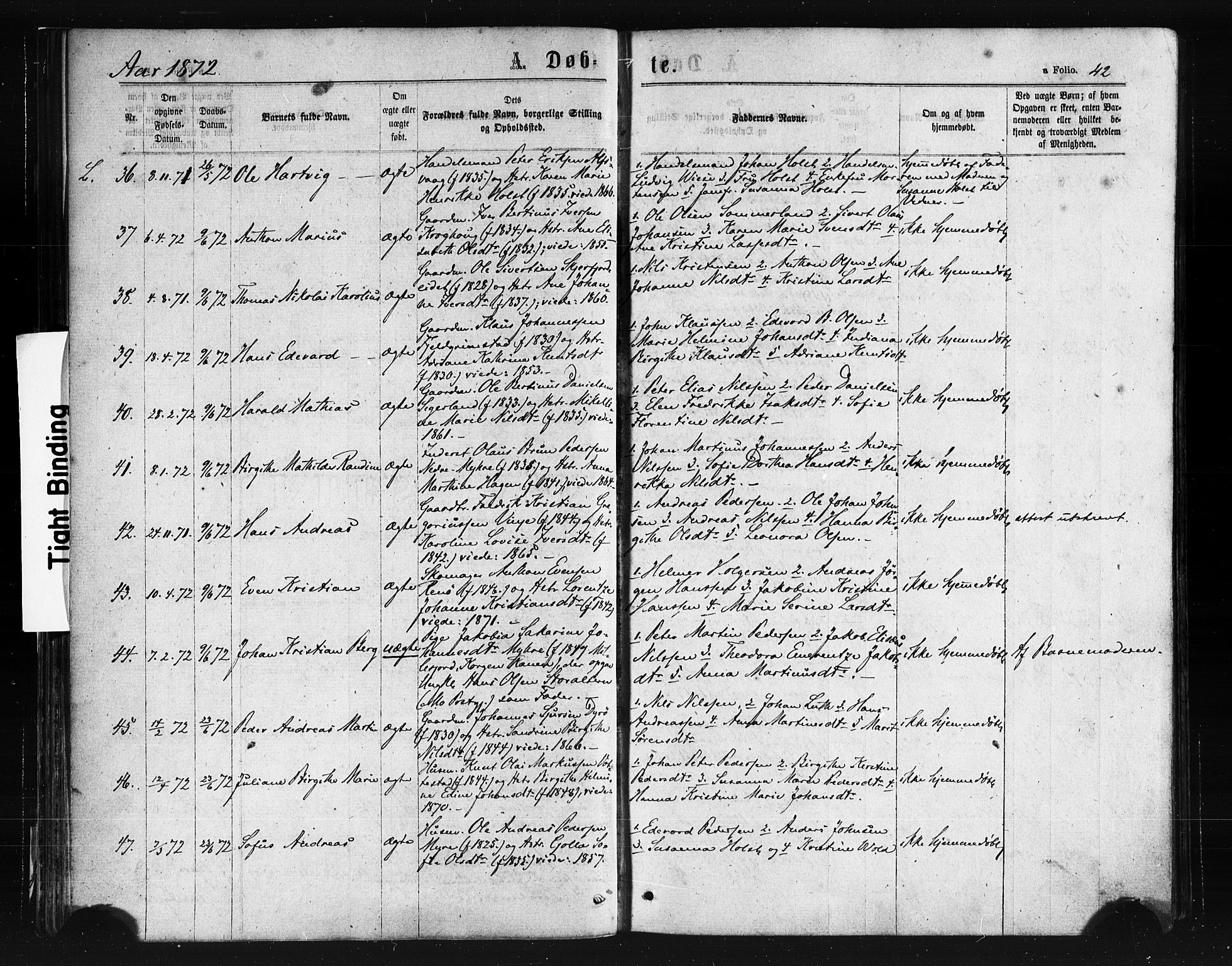 Ministerialprotokoller, klokkerbøker og fødselsregistre - Nordland, SAT/A-1459/893/L1334: Parish register (official) no. 893A07, 1867-1877, p. 42