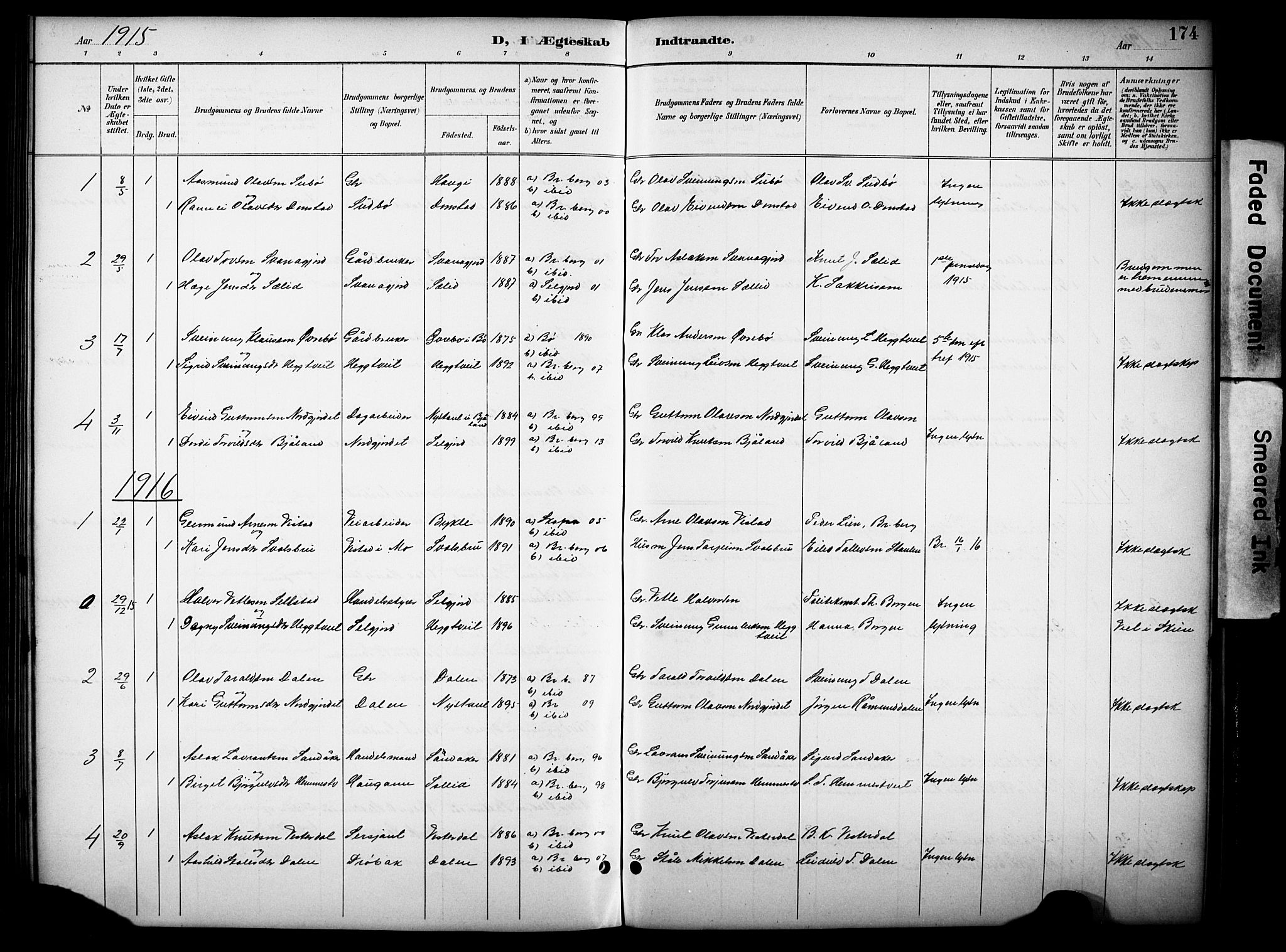 Kviteseid kirkebøker, AV/SAKO-A-276/G/Gb/L0003: Parish register (copy) no. II 3, 1893-1933, p. 174