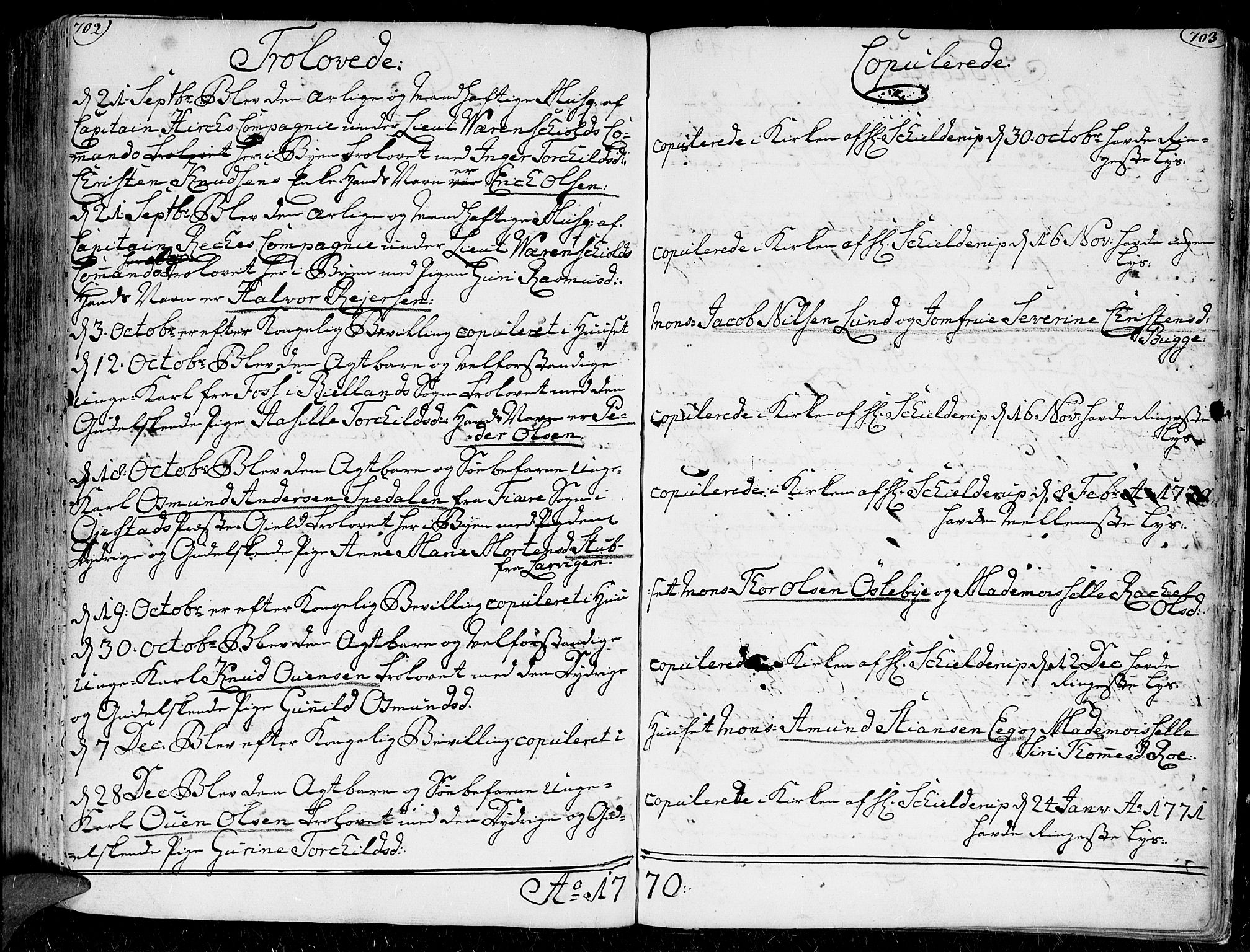Kristiansand domprosti, AV/SAK-1112-0006/F/Fa/L0001: Parish register (official) no. A 1, 1734-1793, p. 702-703