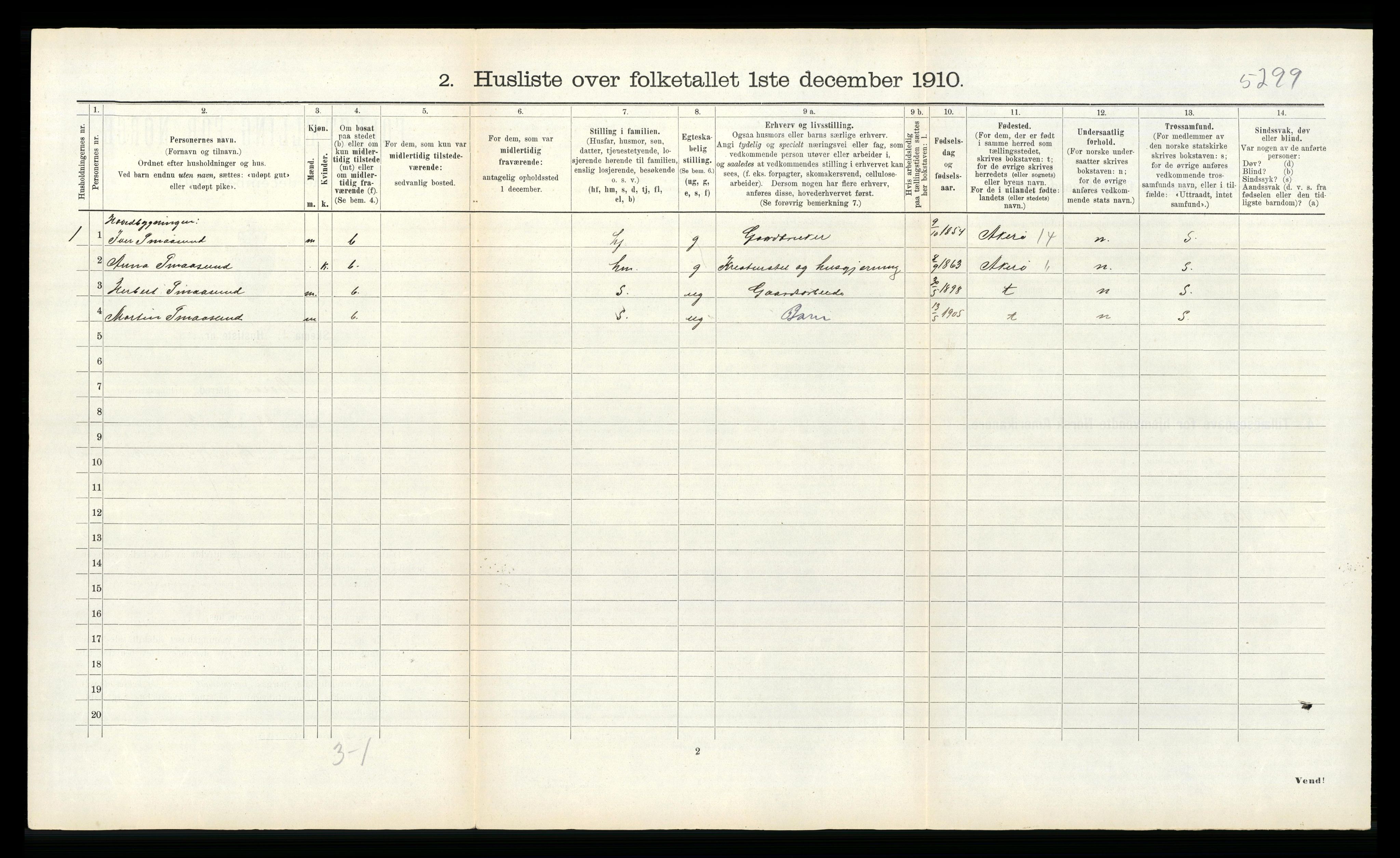 RA, 1910 census for Bolsøy, 1910, p. 128