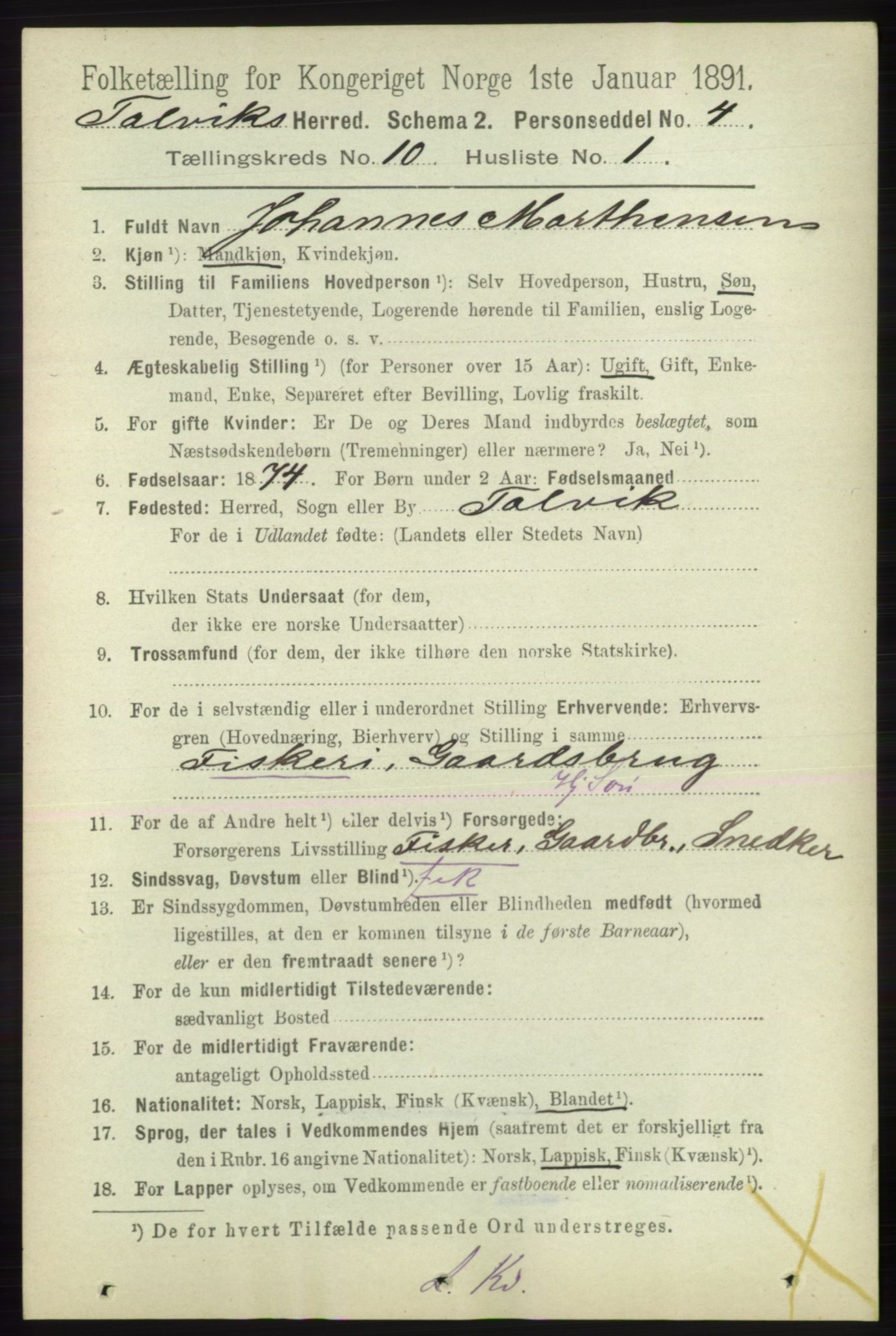 RA, 1891 census for 2013 Talvik, 1891, p. 2338