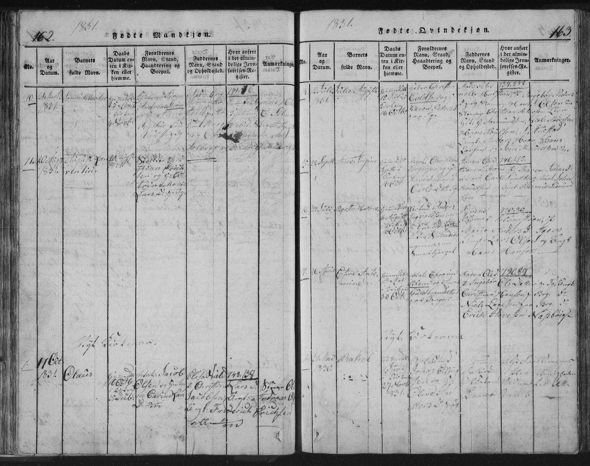 Strømsø kirkebøker, AV/SAKO-A-246/F/Fb/L0004: Parish register (official) no. II 4, 1814-1843, p. 162-163