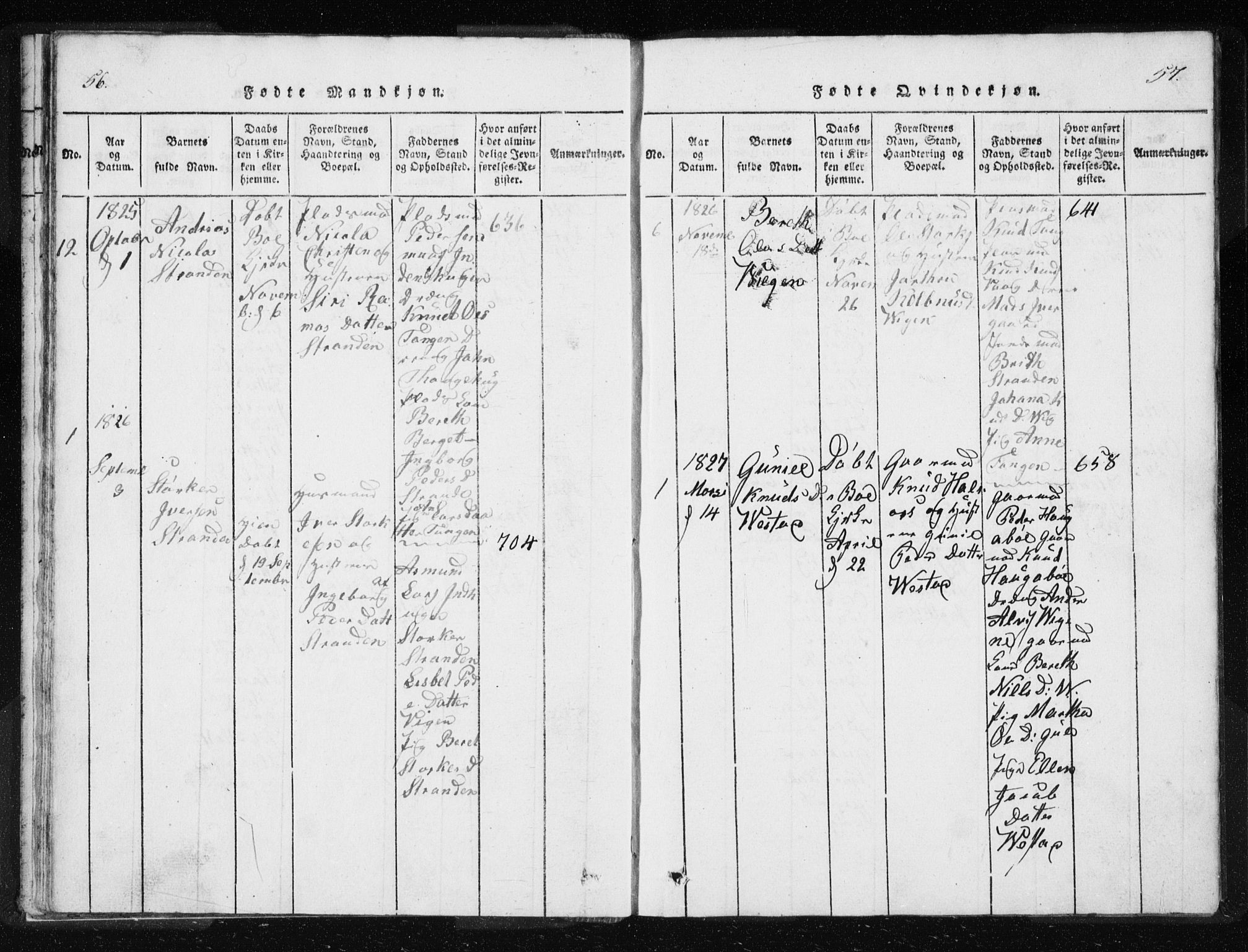 Ministerialprotokoller, klokkerbøker og fødselsregistre - Møre og Romsdal, AV/SAT-A-1454/566/L0772: Parish register (copy) no. 566C01, 1818-1845, p. 56-57