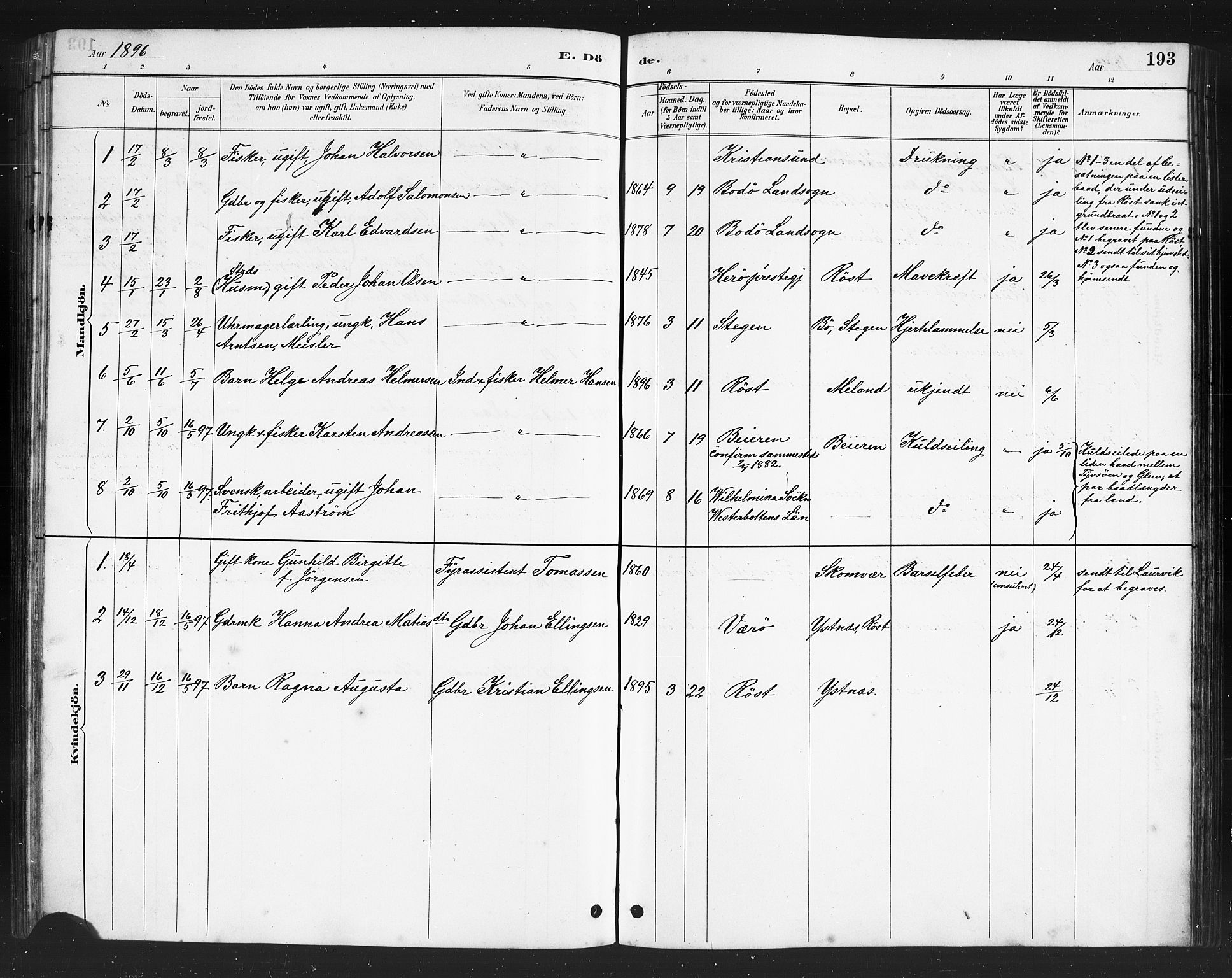 Ministerialprotokoller, klokkerbøker og fødselsregistre - Nordland, AV/SAT-A-1459/808/L0131: Parish register (copy) no. 808C02, 1879-1919, p. 193