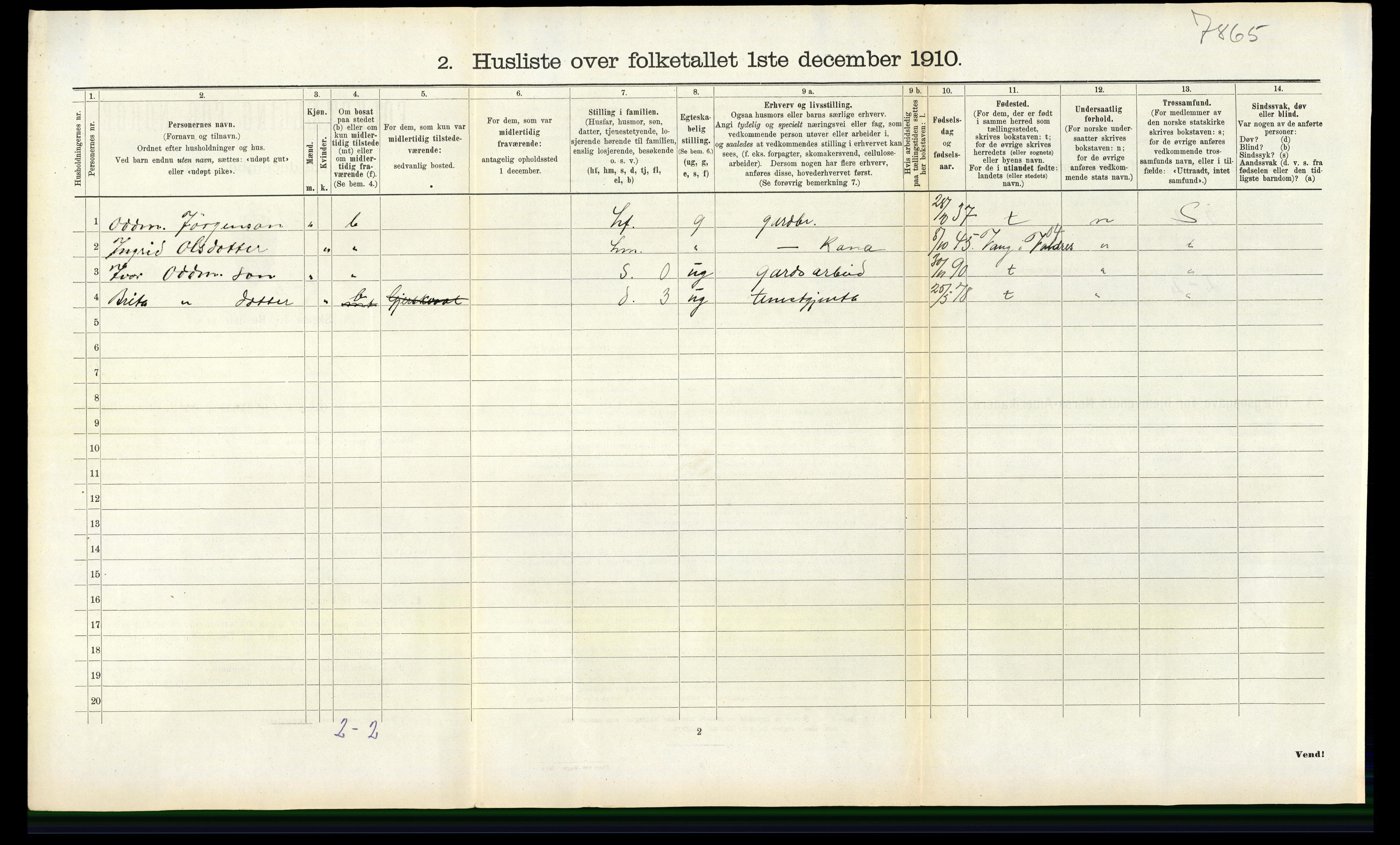 RA, 1910 census for Voss, 1910, p. 1427