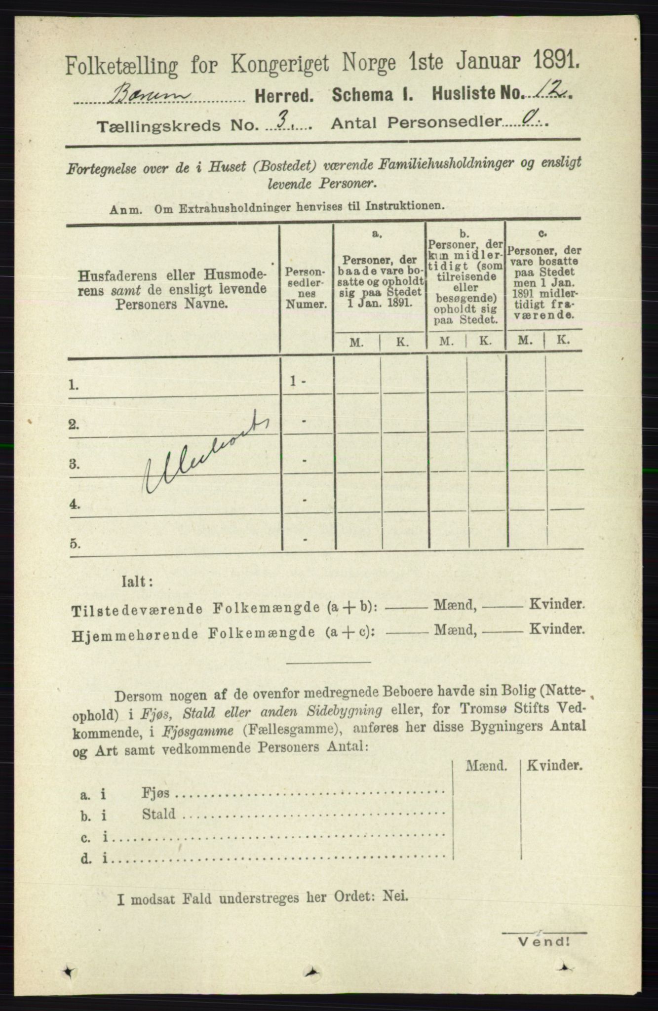 RA, 1891 census for 0219 Bærum, 1891, p. 1913
