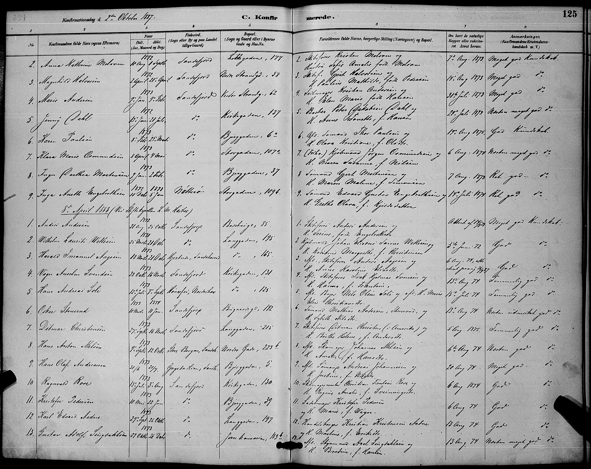 Sandefjord kirkebøker, SAKO/A-315/G/Ga/L0001: Parish register (copy) no. 1, 1885-1903, p. 125