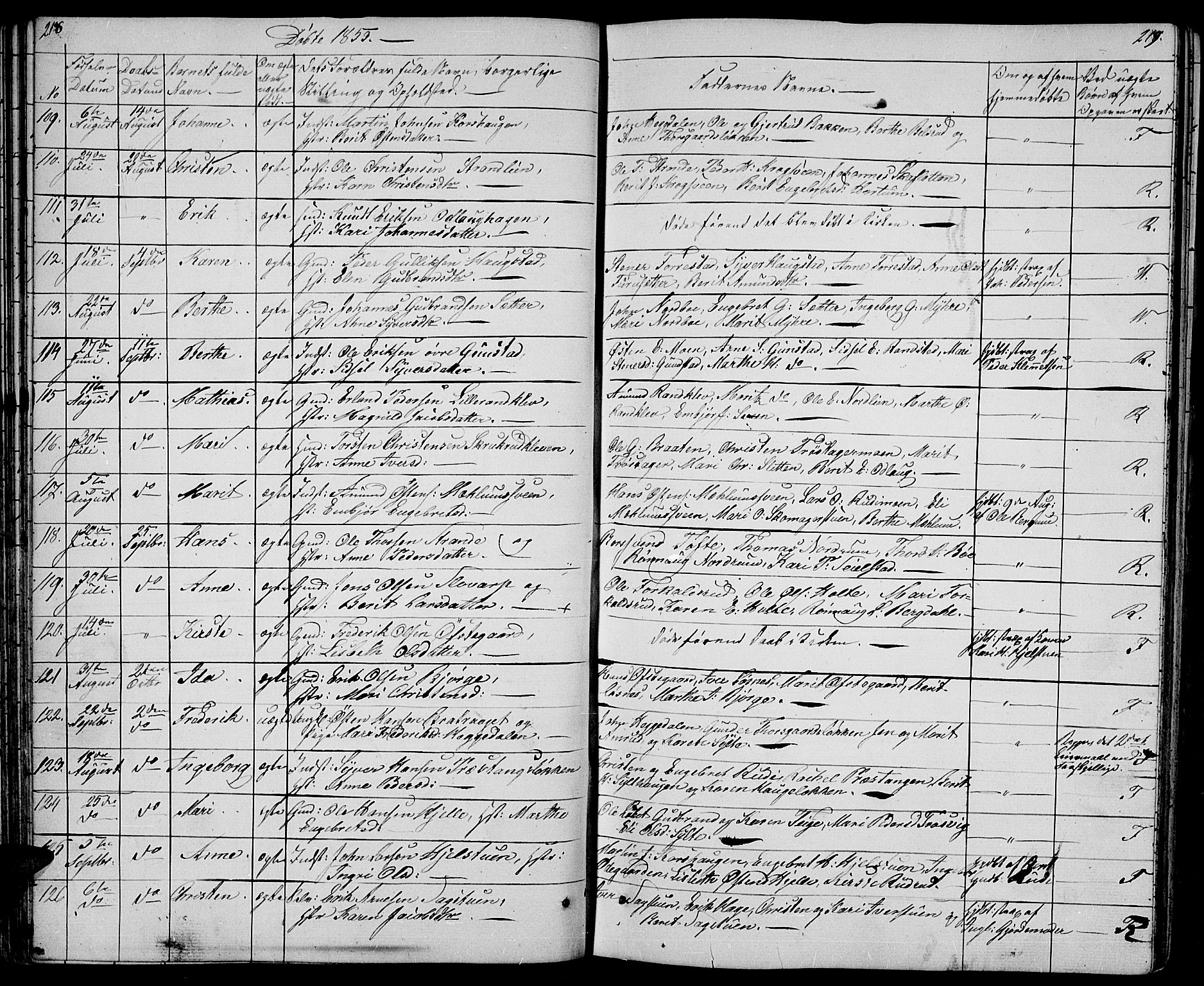 Ringebu prestekontor, SAH/PREST-082/H/Ha/Hab/L0002: Parish register (copy) no. 2, 1839-1853, p. 218-219
