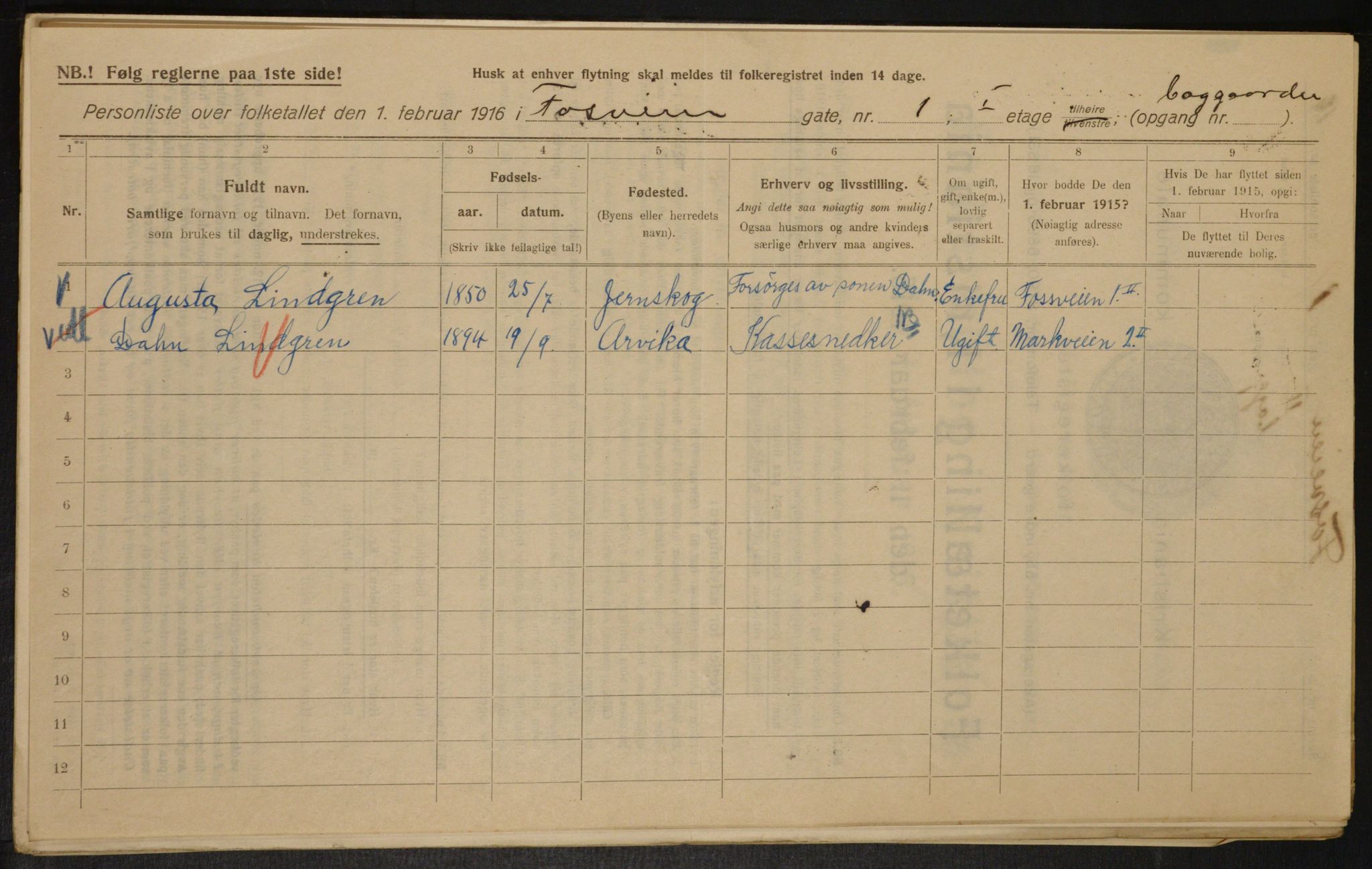 OBA, Municipal Census 1916 for Kristiania, 1916, p. 25067