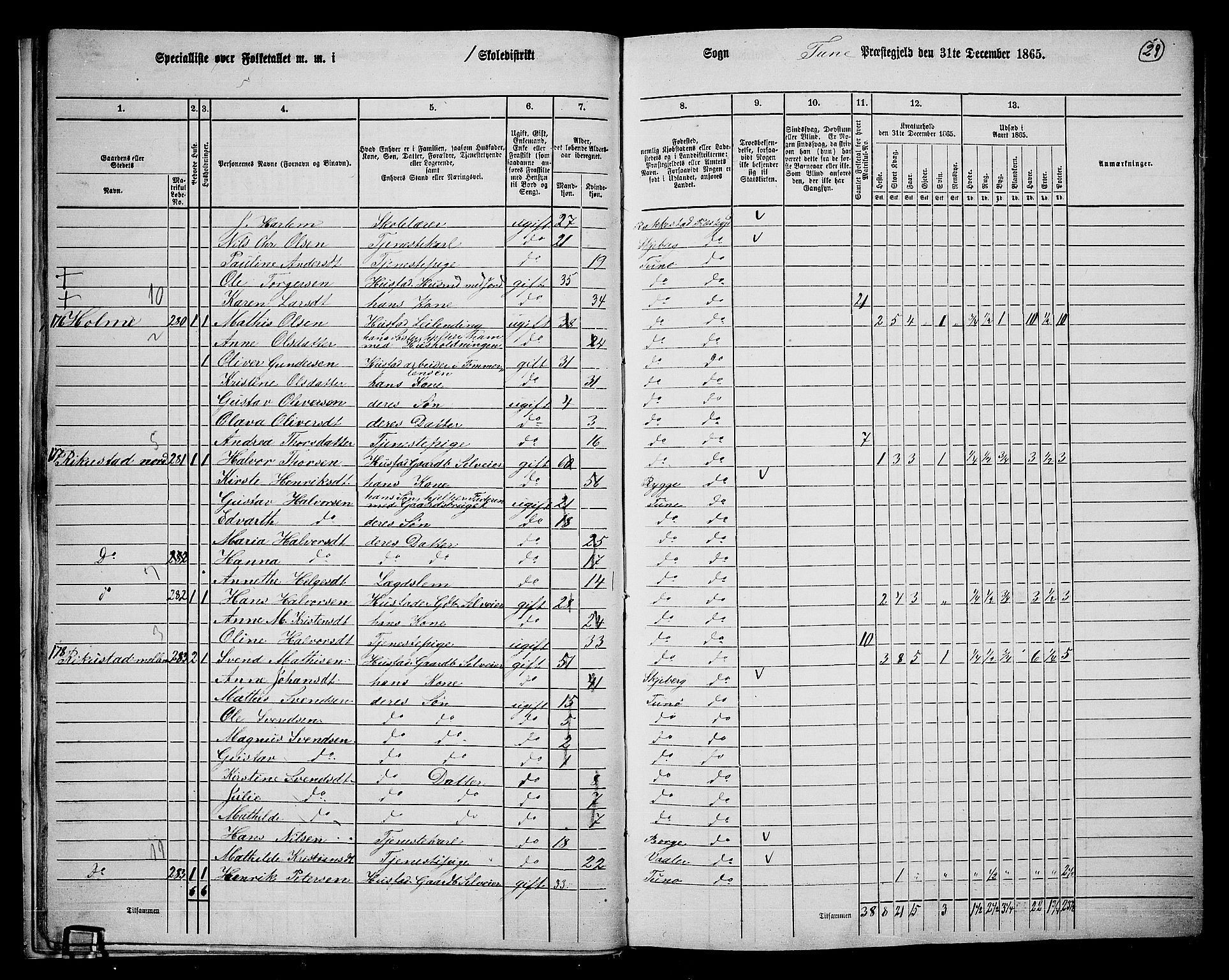 RA, 1865 census for Tune, 1865, p. 26