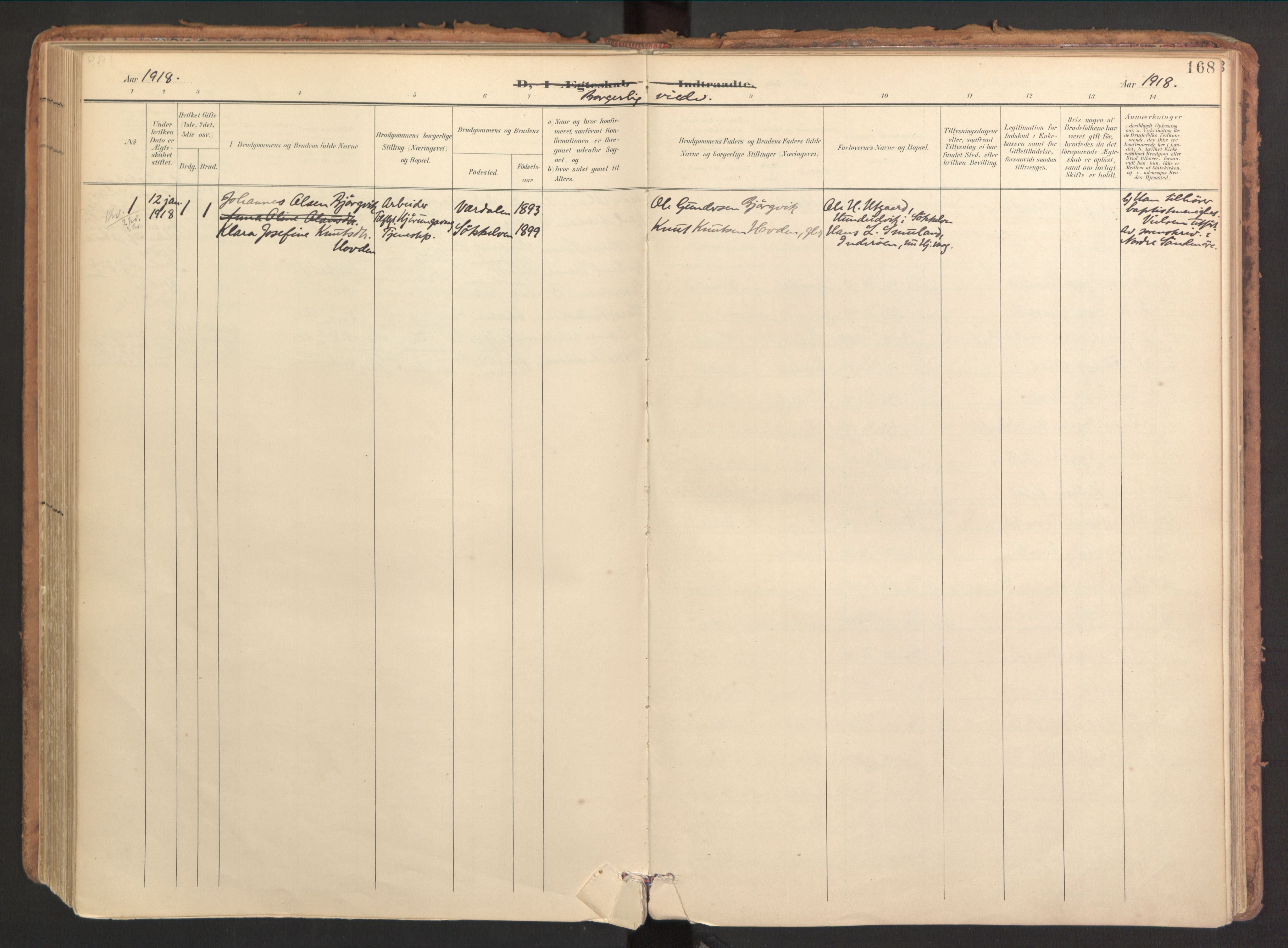 Ministerialprotokoller, klokkerbøker og fødselsregistre - Møre og Romsdal, SAT/A-1454/510/L0123: Parish register (official) no. 510A03, 1898-1922, p. 168