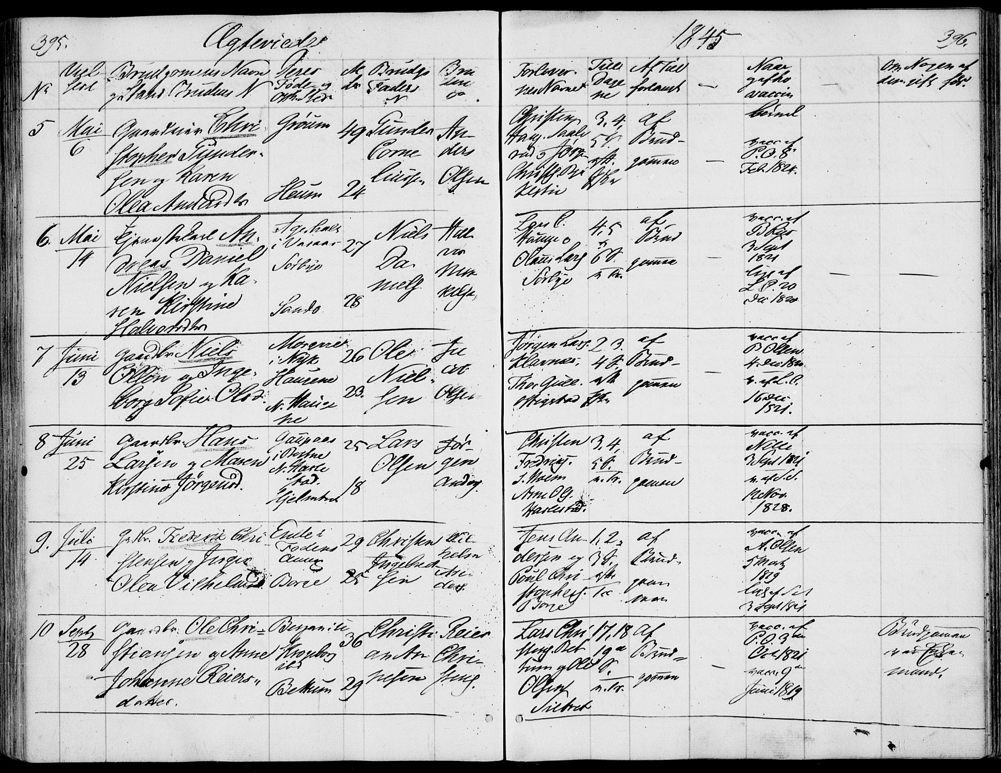 Våle kirkebøker, AV/SAKO-A-334/F/Fa/L0009a: Parish register (official) no. I 9A, 1839-1860, p. 395-396