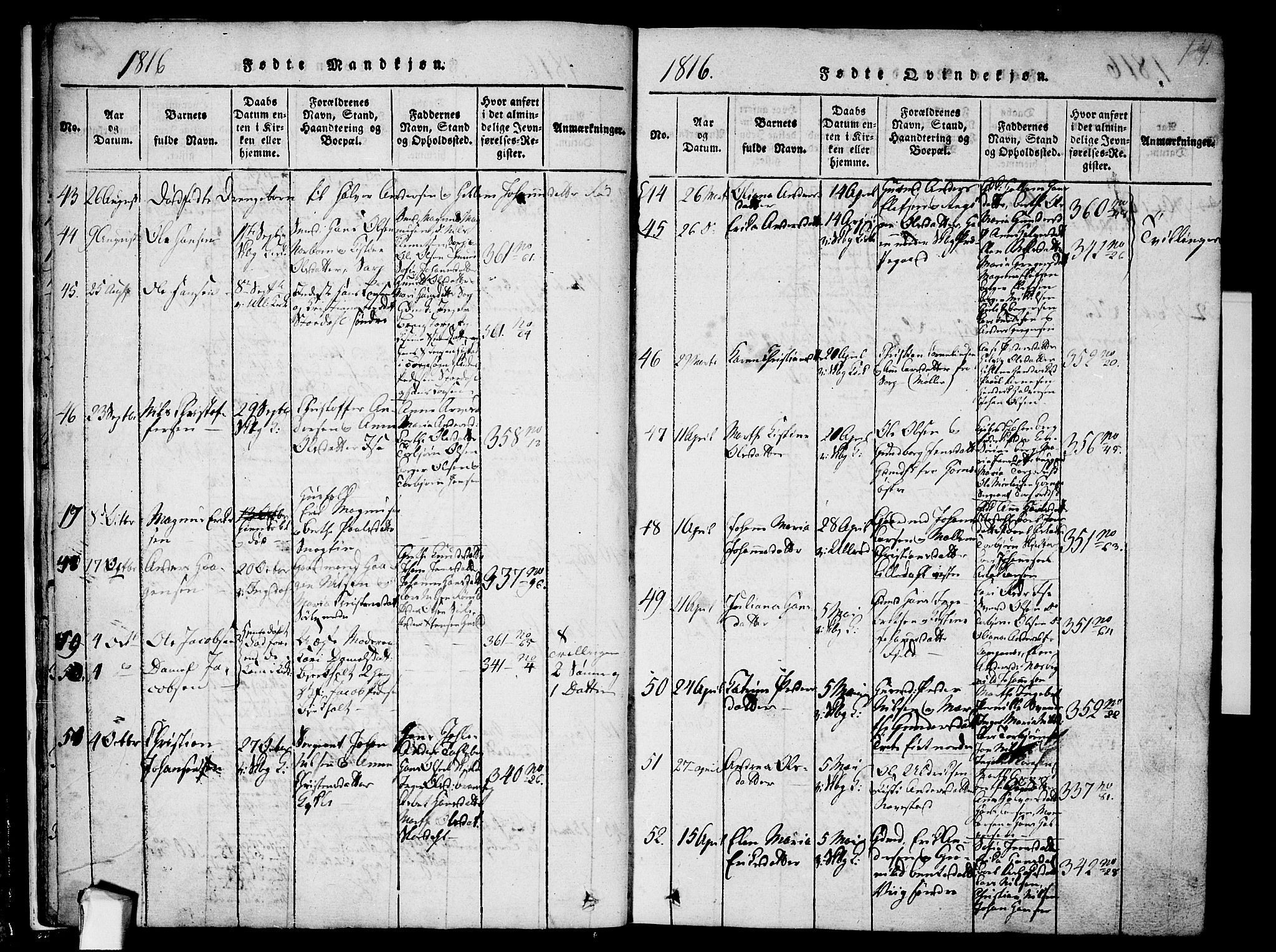 Skjeberg prestekontor Kirkebøker, AV/SAO-A-10923/F/Fa/L0004: Parish register (official) no. I 4, 1815-1830, p. 14