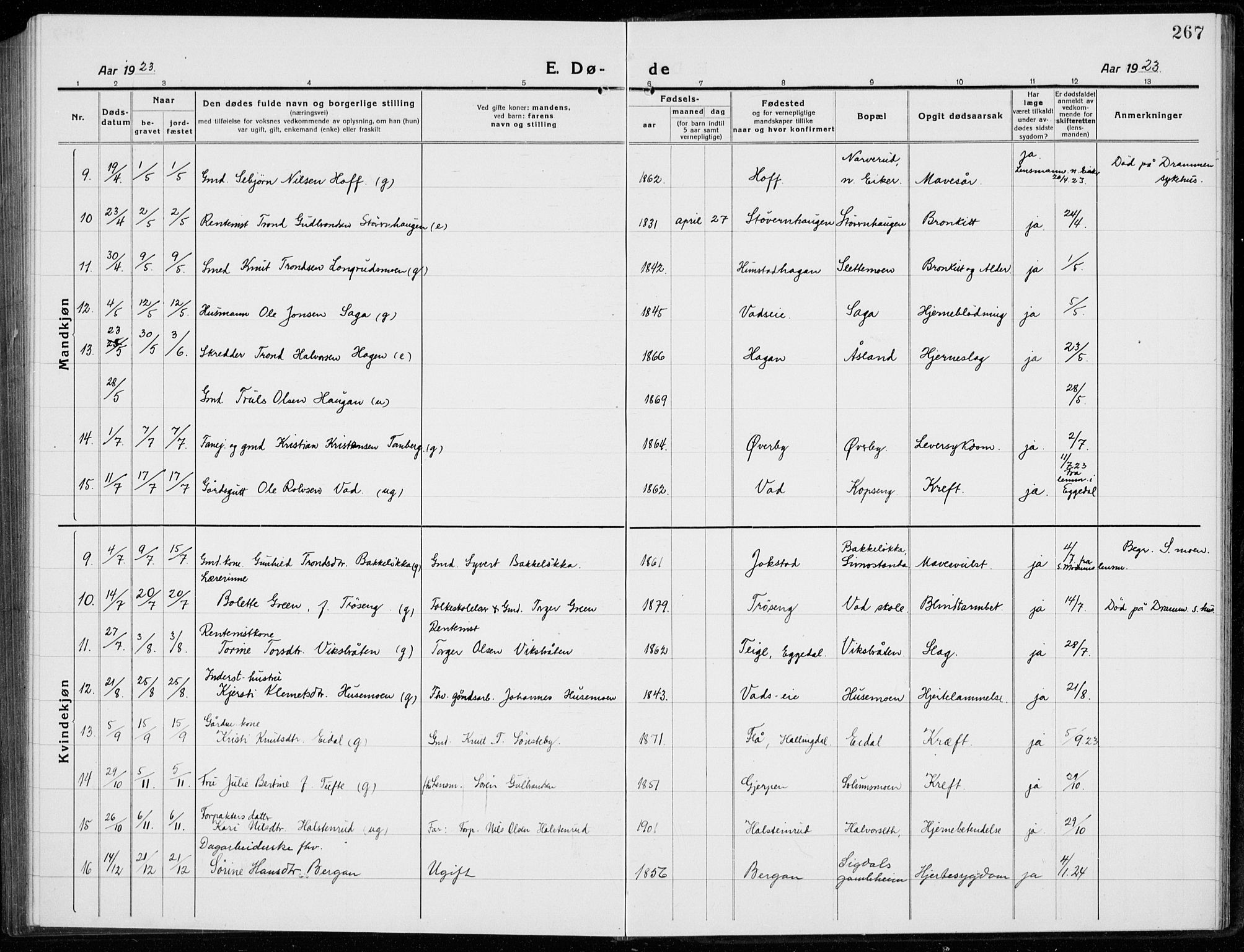 Sigdal kirkebøker, SAKO/A-245/G/Ga/L0007: Parish register (copy) no. I 7, 1917-1935, p. 267