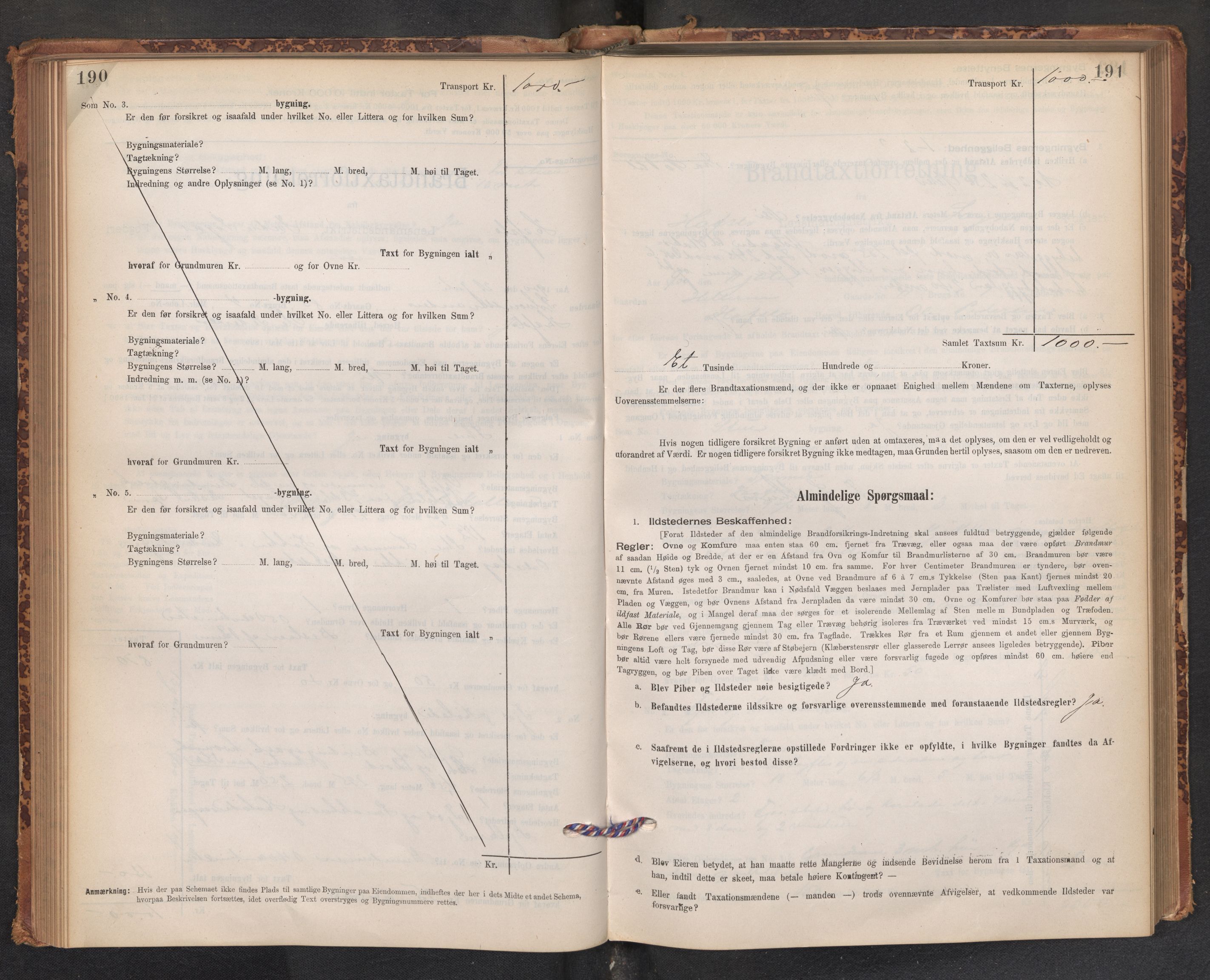 Lensmannen i Hafslo, AV/SAB-A-28001/0012/L0006: Branntakstprotokoll, skjematakst, 1895-1904, p. 190-191