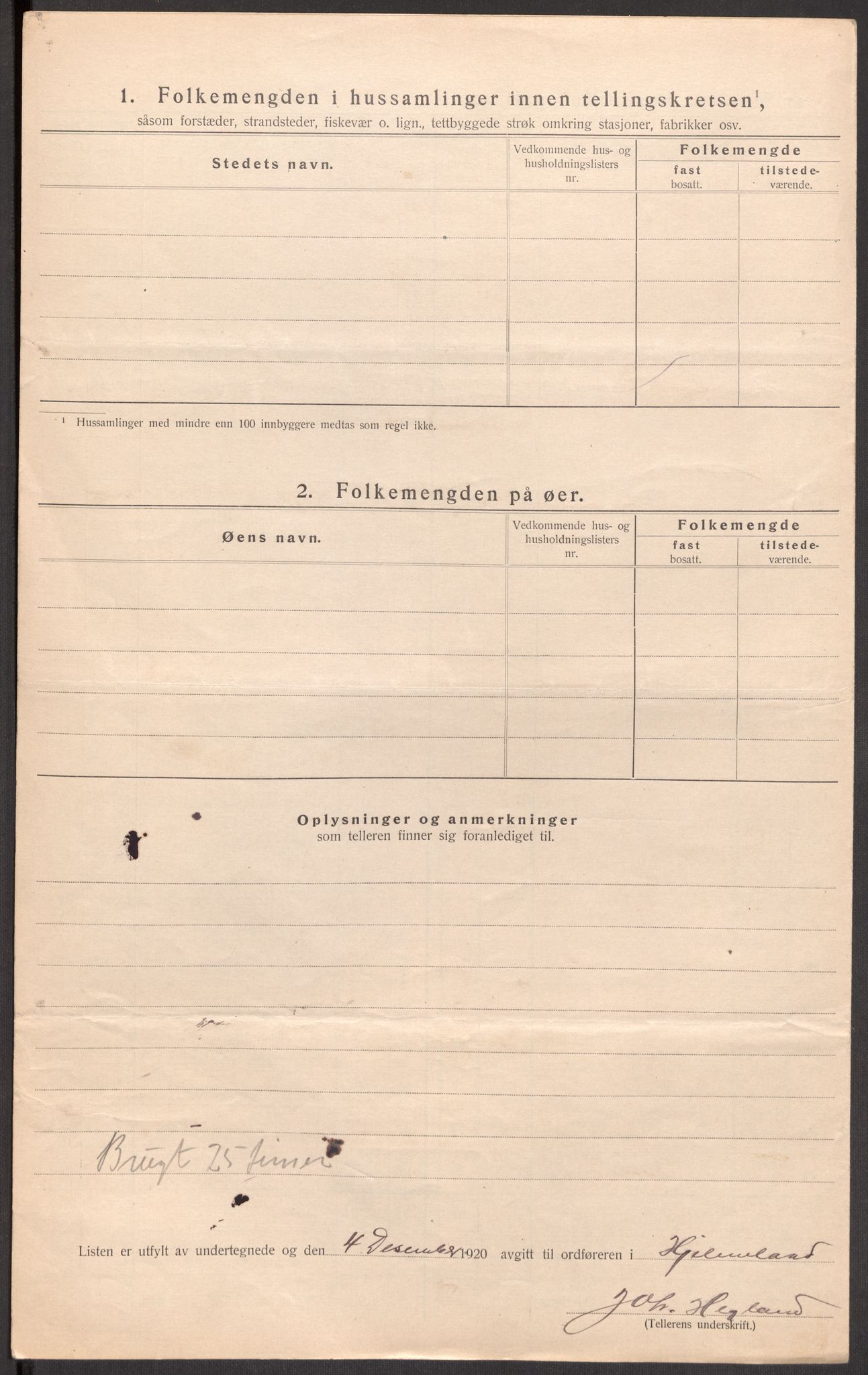 SAST, 1920 census for Hjelmeland, 1920, p. 46