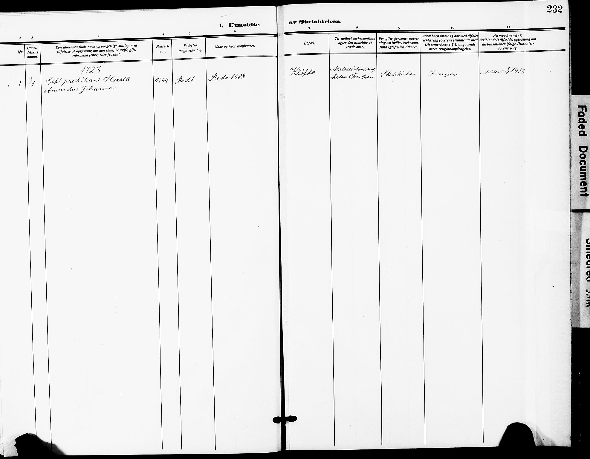 Ullensaker prestekontor Kirkebøker, AV/SAO-A-10236a/G/Ga/L0003: Parish register (copy) no. I 3, 1914-1929, p. 232