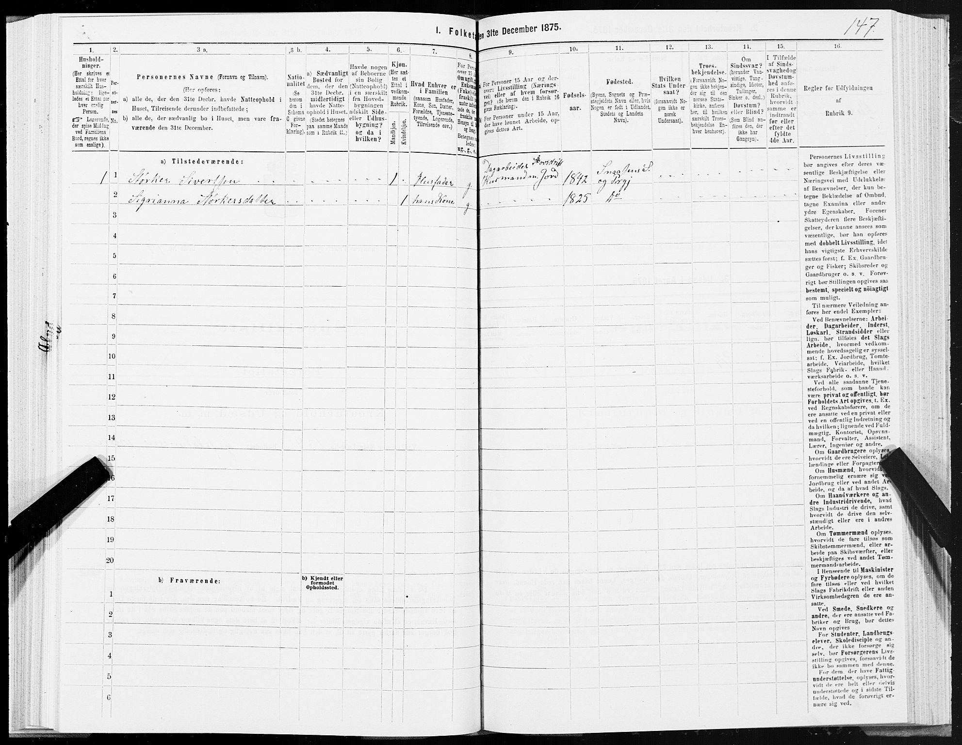 SAT, 1875 census for 1736P Snåsa, 1875, p. 3147