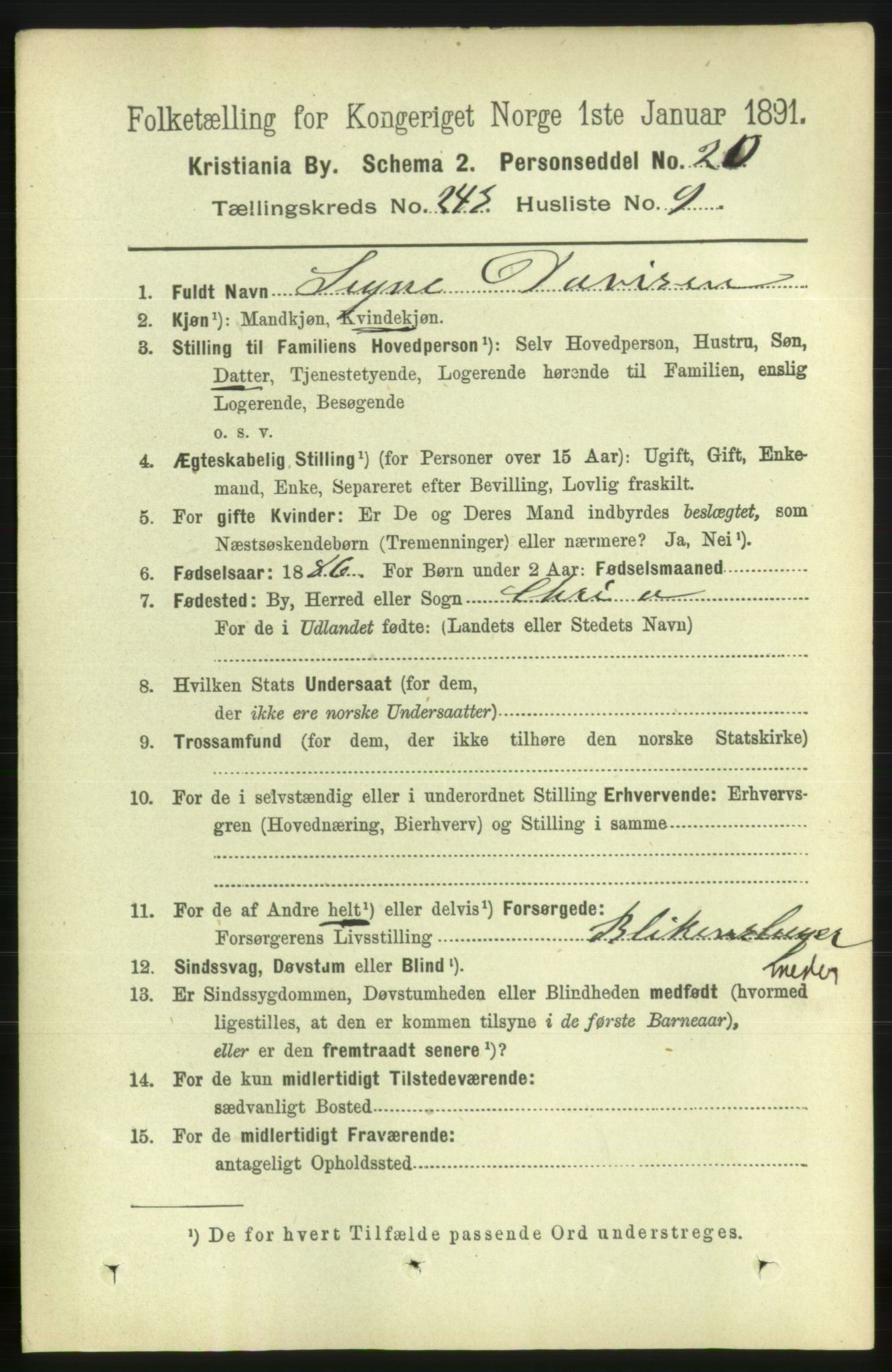 RA, 1891 census for 0301 Kristiania, 1891, p. 147938