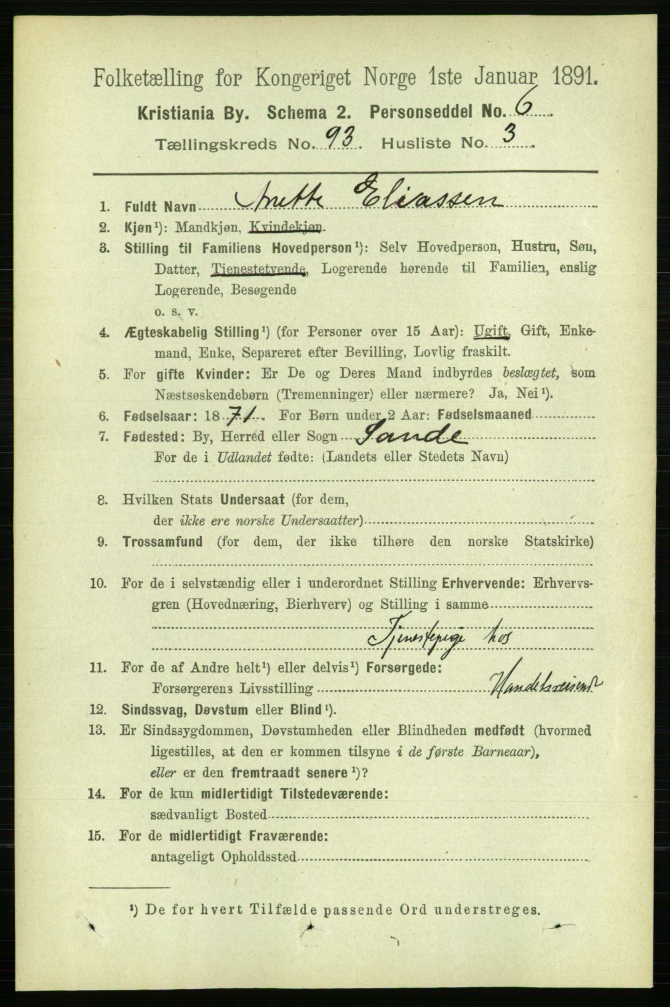 RA, 1891 census for 0301 Kristiania, 1891, p. 45562