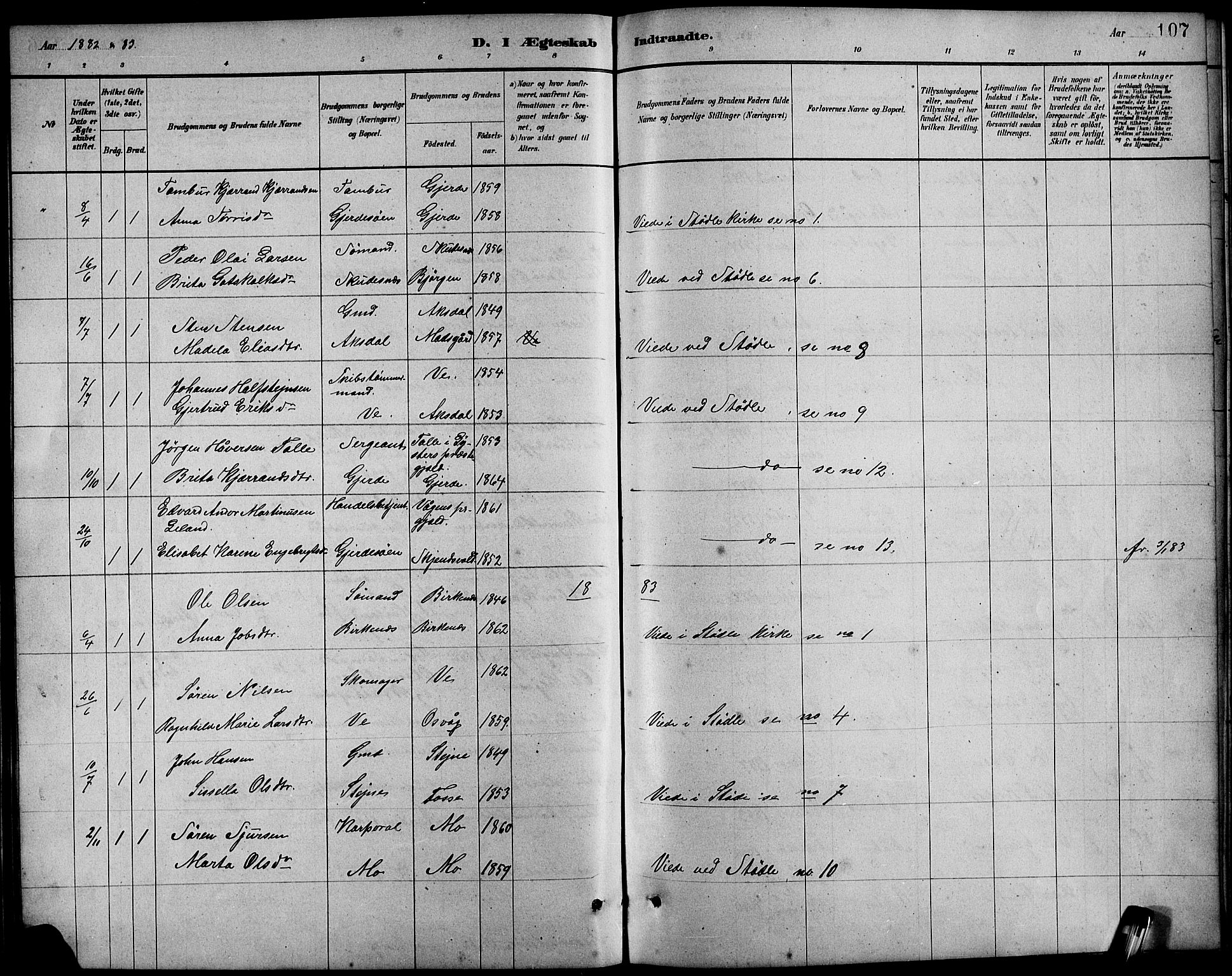 Etne sokneprestembete, SAB/A-75001/H/Hab: Parish register (copy) no. B 4, 1879-1897, p. 107