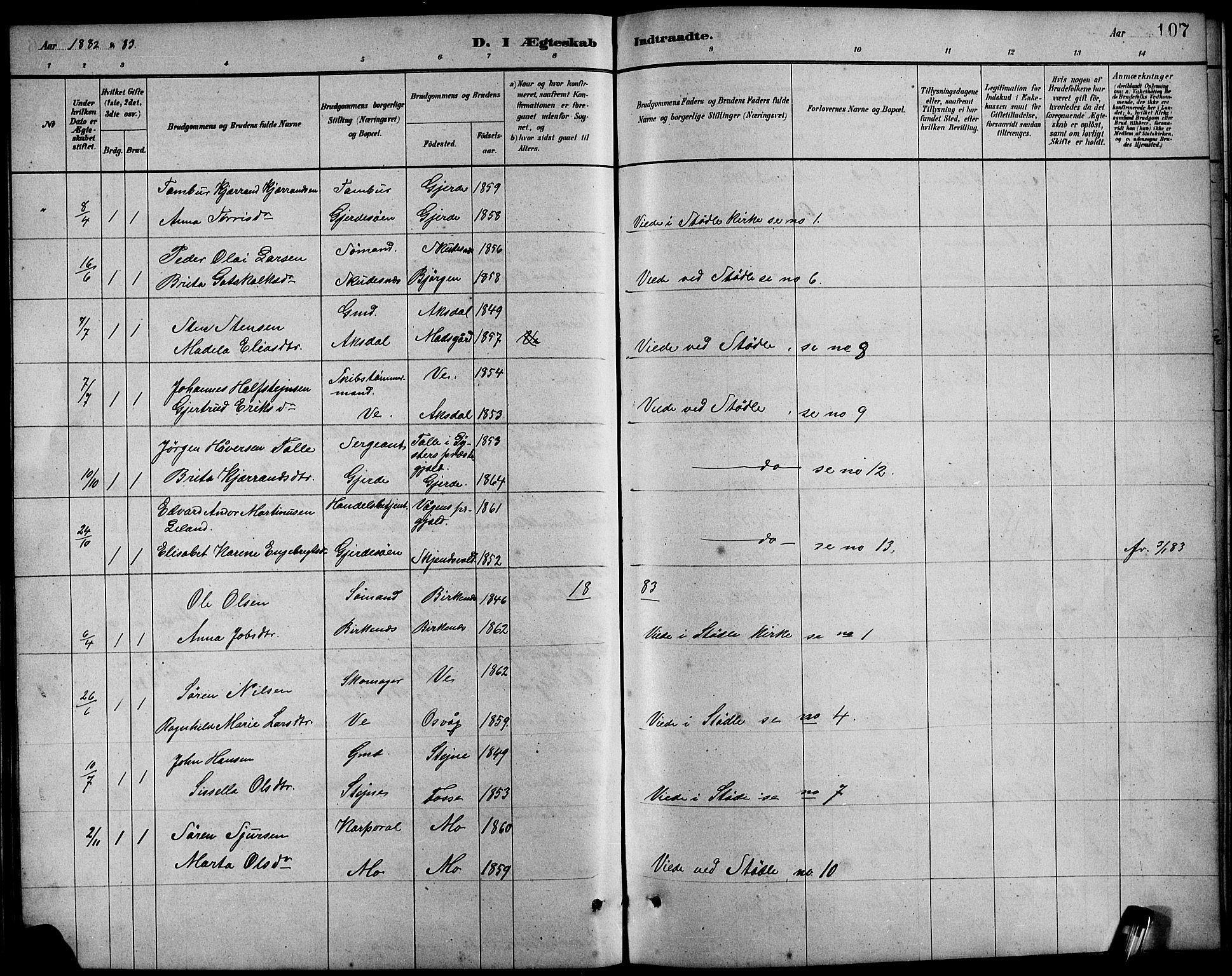 Etne sokneprestembete, AV/SAB-A-75001/H/Hab: Parish register (copy) no. B 4, 1879-1897, p. 107