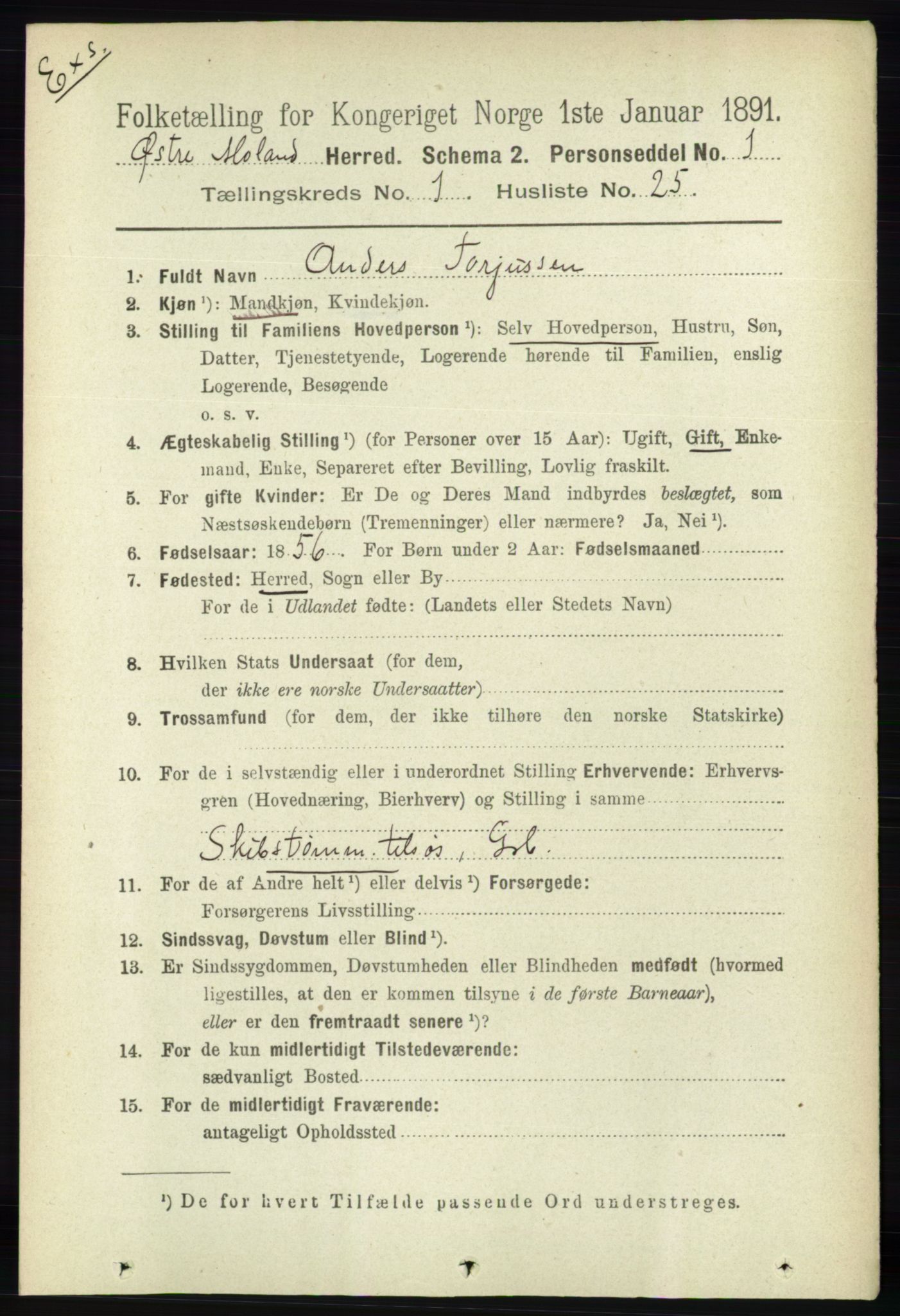 RA, Census 1891 for Nedenes amt: Gjenparter av personsedler for beslektede ektefeller, menn, 1891, p. 465